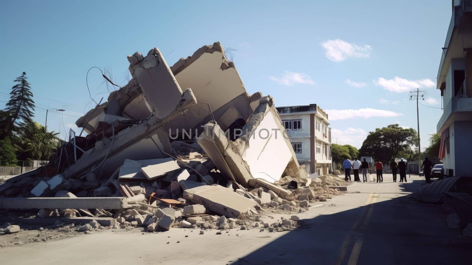 Earthquake effects. Collapses houses.