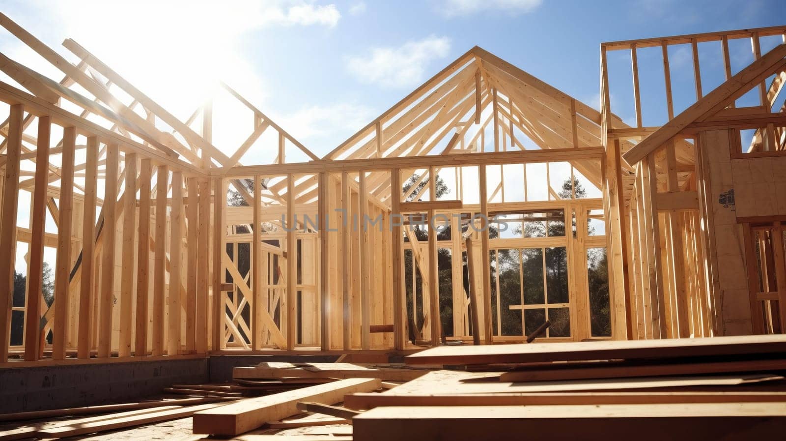 A house being built. New construction