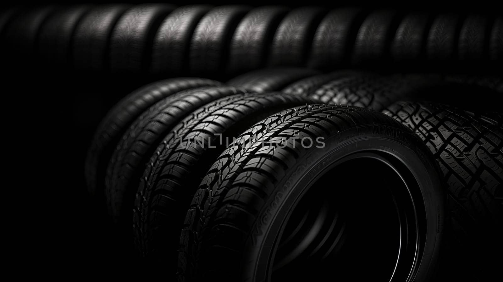 A new tire is placed on the tire storage rack in the car workshop. Be prepared for vehicles that need to change tires.