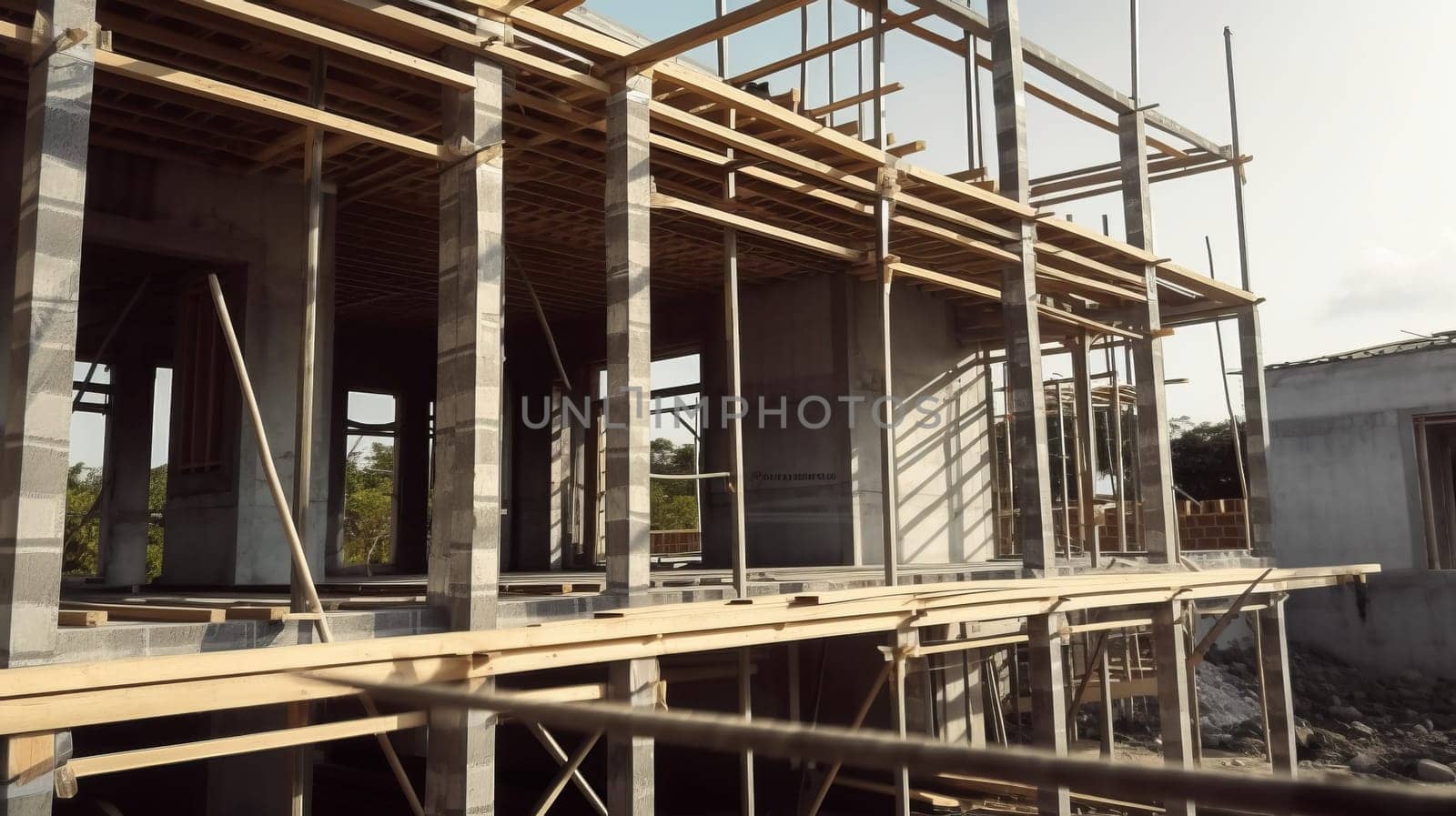 A house being built. New construction