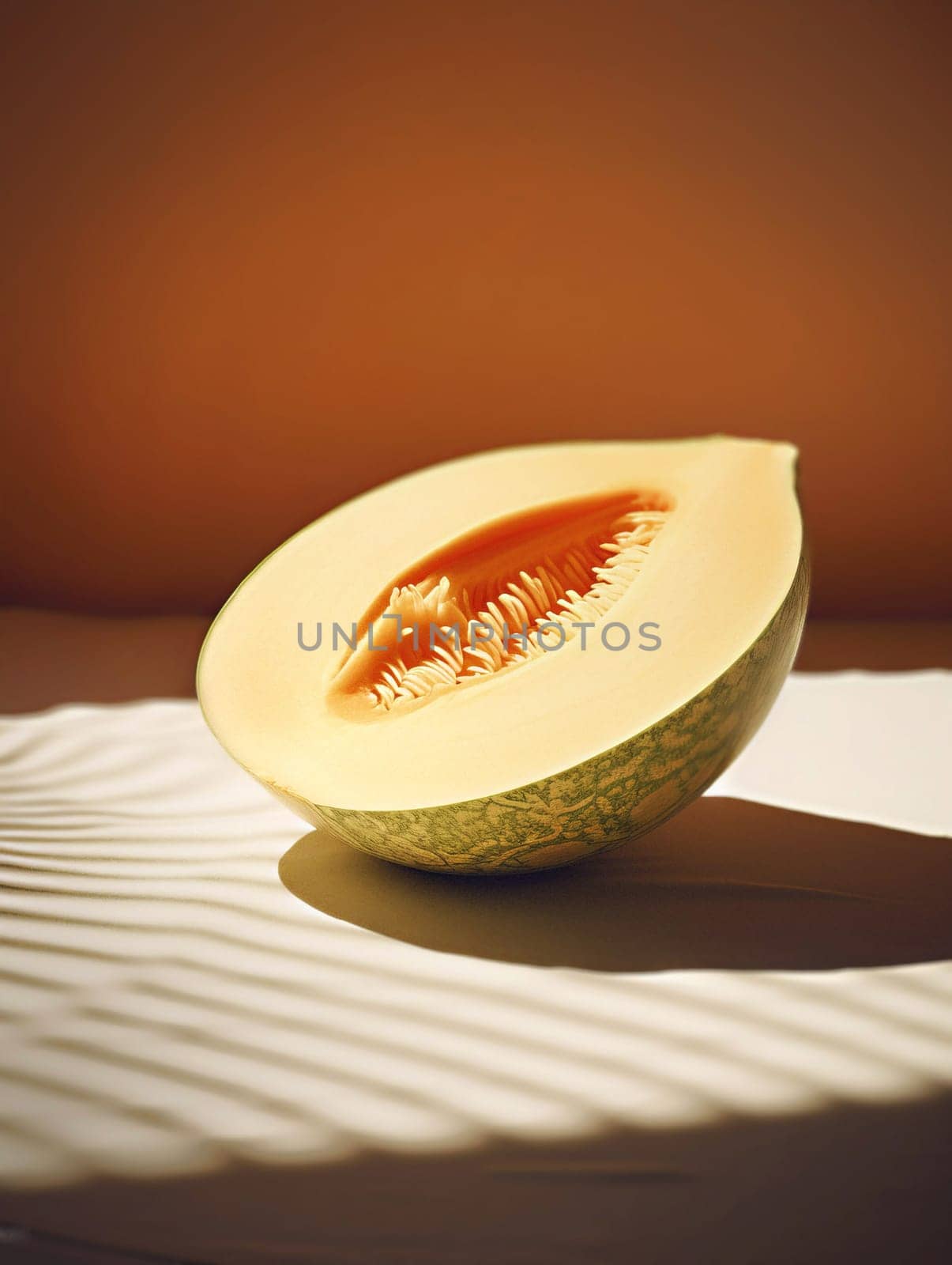 sliced cantaloupe melon path isolated