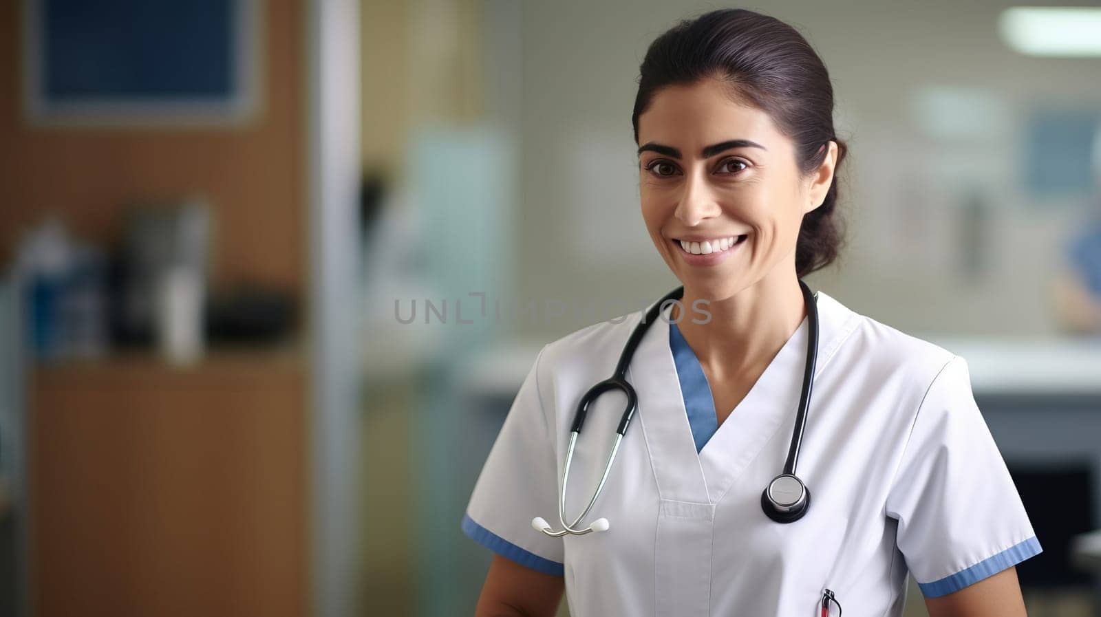 Female doctor smiling.