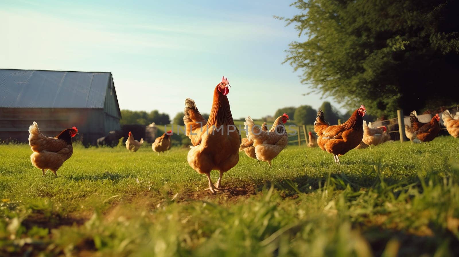 a chicken sunset