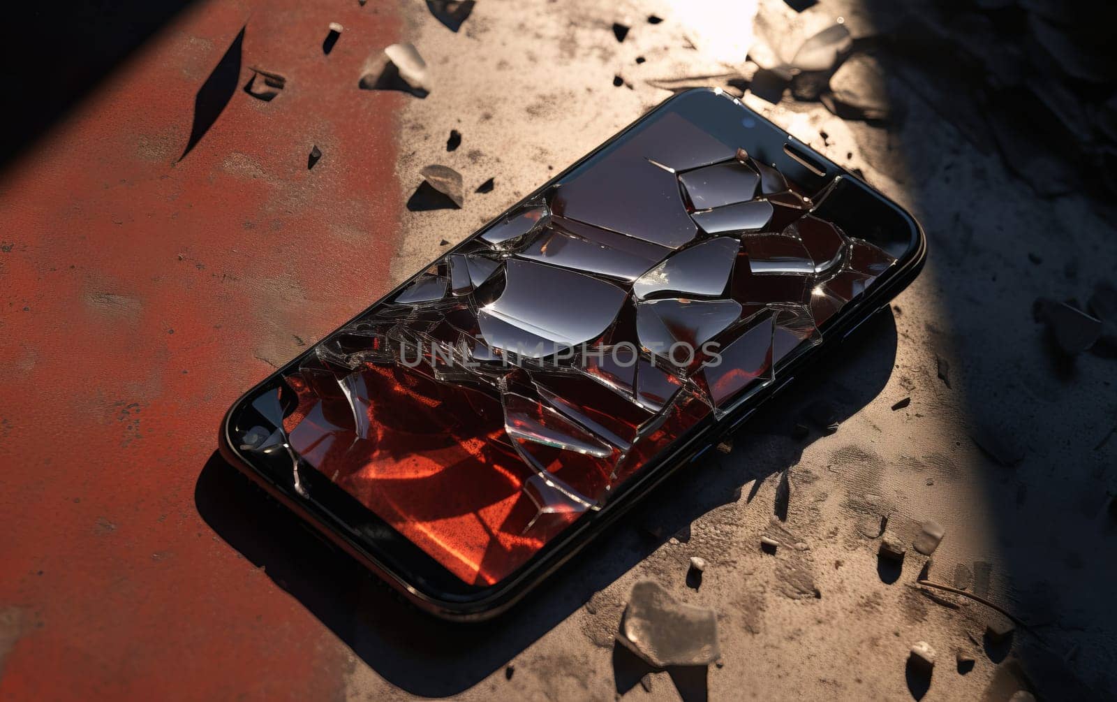 Broken Cracked Screen Mobile - shaterred cellphone screen.