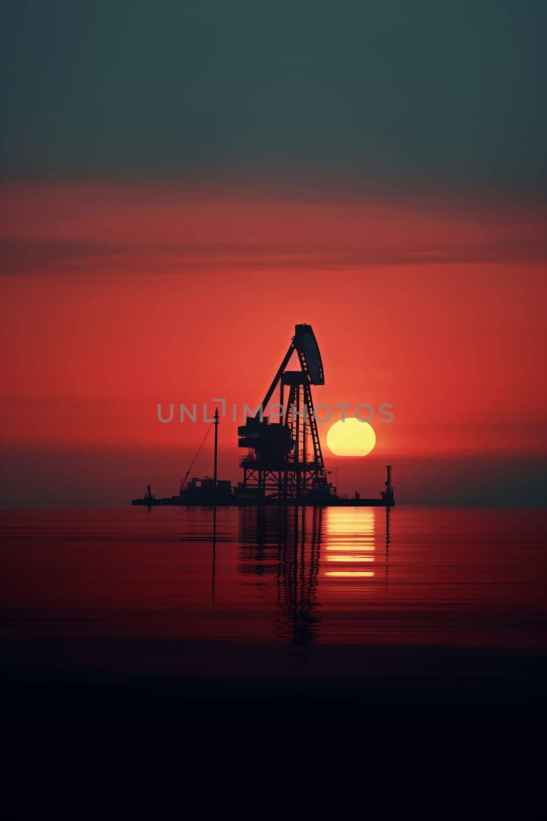 Oil pump oil rig energy industrial machine for petroleum in the sunset background for design