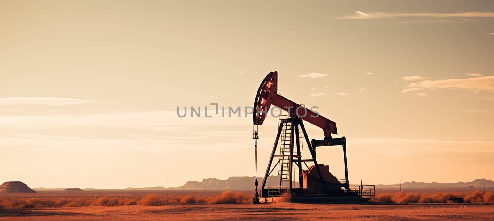 Oil pump oil rig energy industrial machine for petroleum in the sunset background for design
