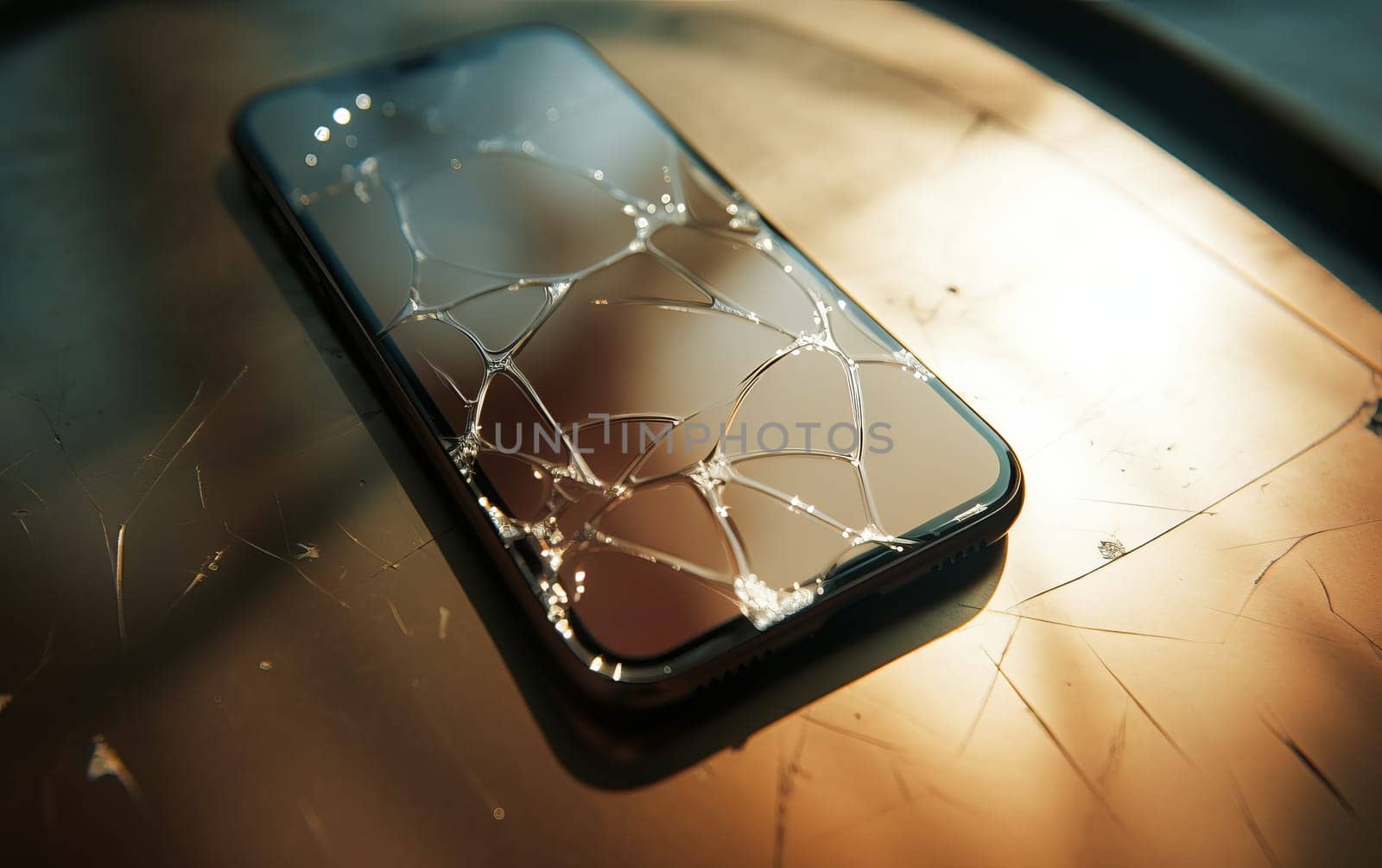 Broken Cracked Screen Mobile - shaterred cellphone screen.