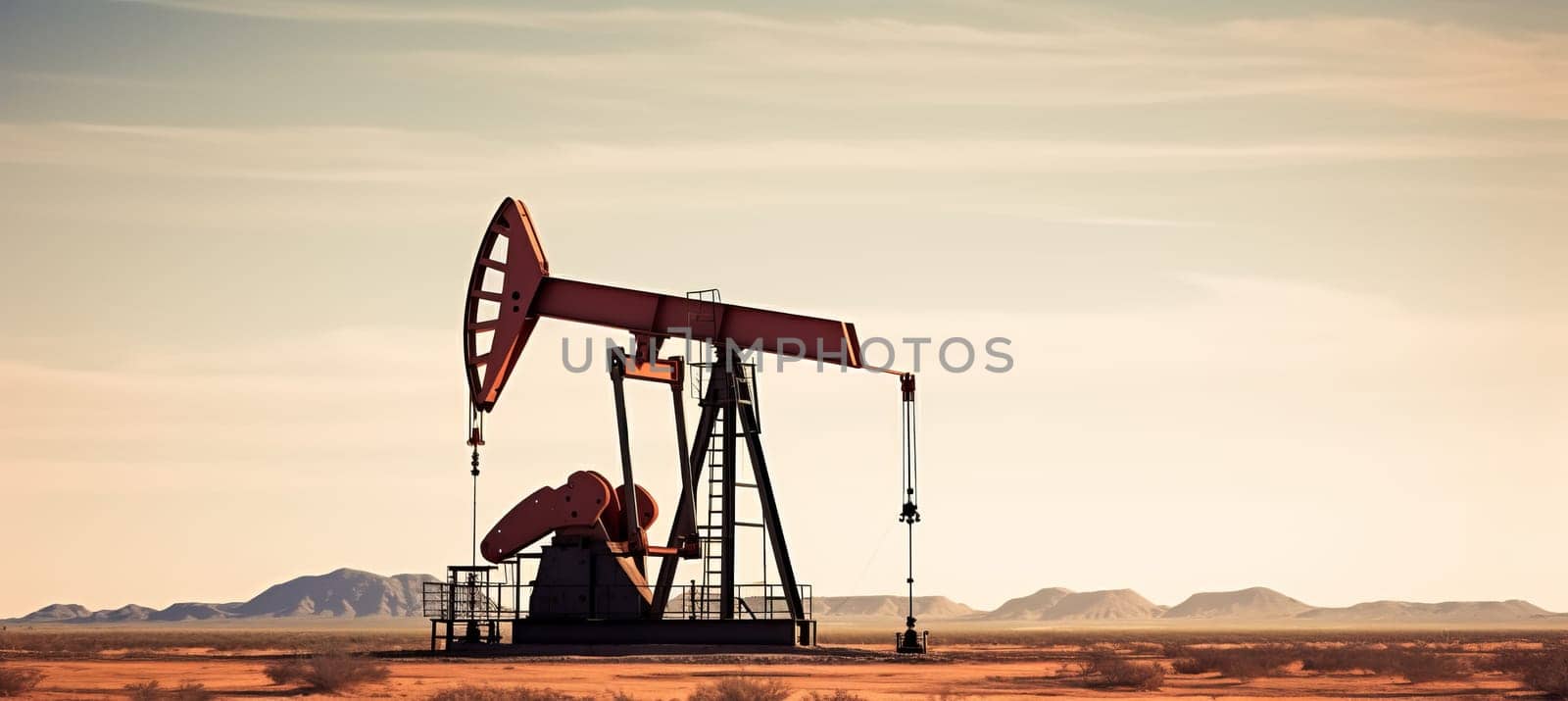 Oil pump oil rig energy industrial machine for petroleum in the sunset background for design