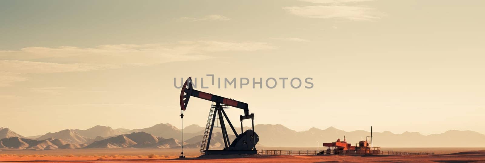 Oil pump oil rig energy industrial machine for petroleum in the sunset background for design