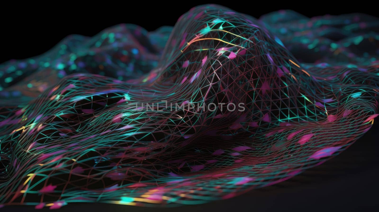 Holographic plexus low poly geometric abstract background. Generative AI design