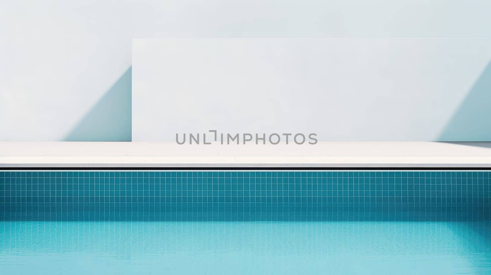 Minimalistic interior with swimming pool. Generative AI design