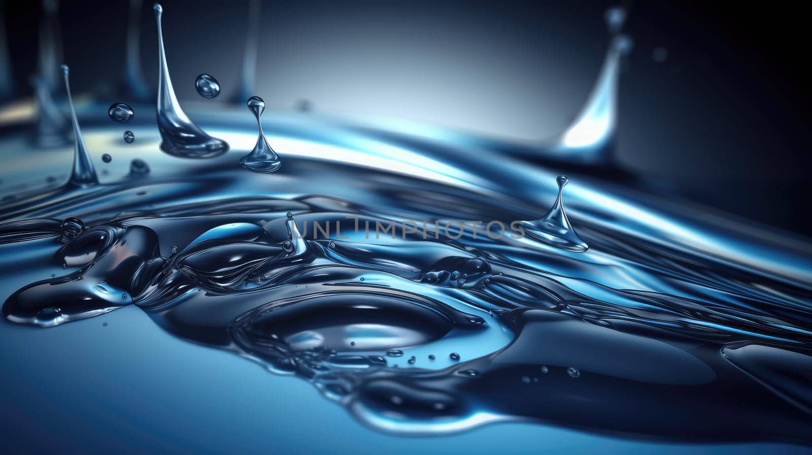 Dark blue smooth liquid water. Generative AI design