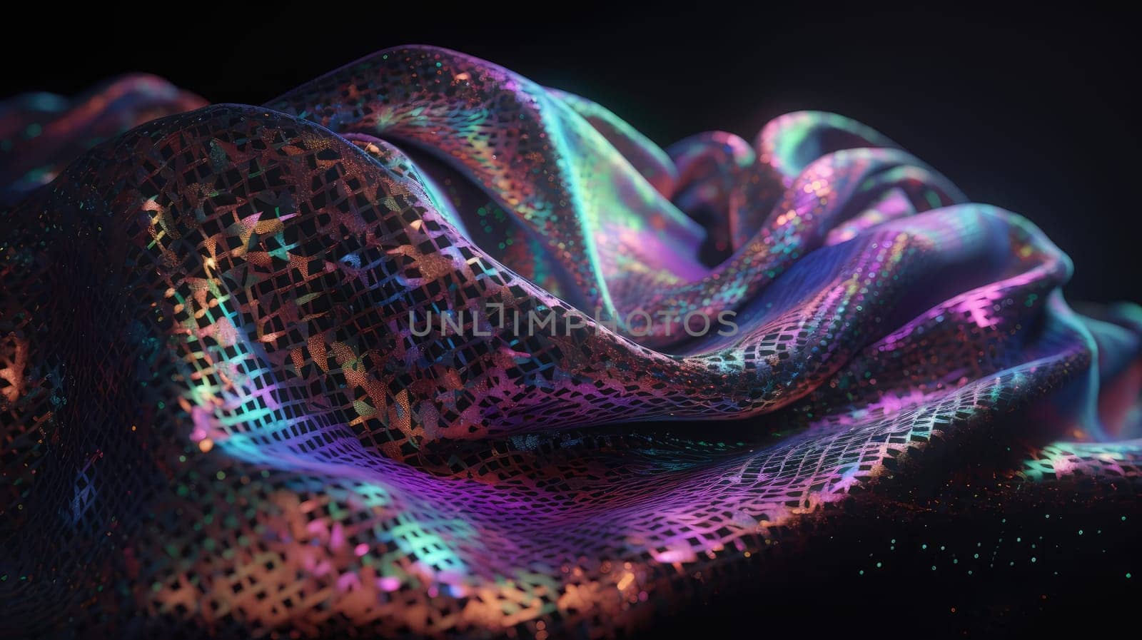Holographic smooth silk abstract background. Generative AI design