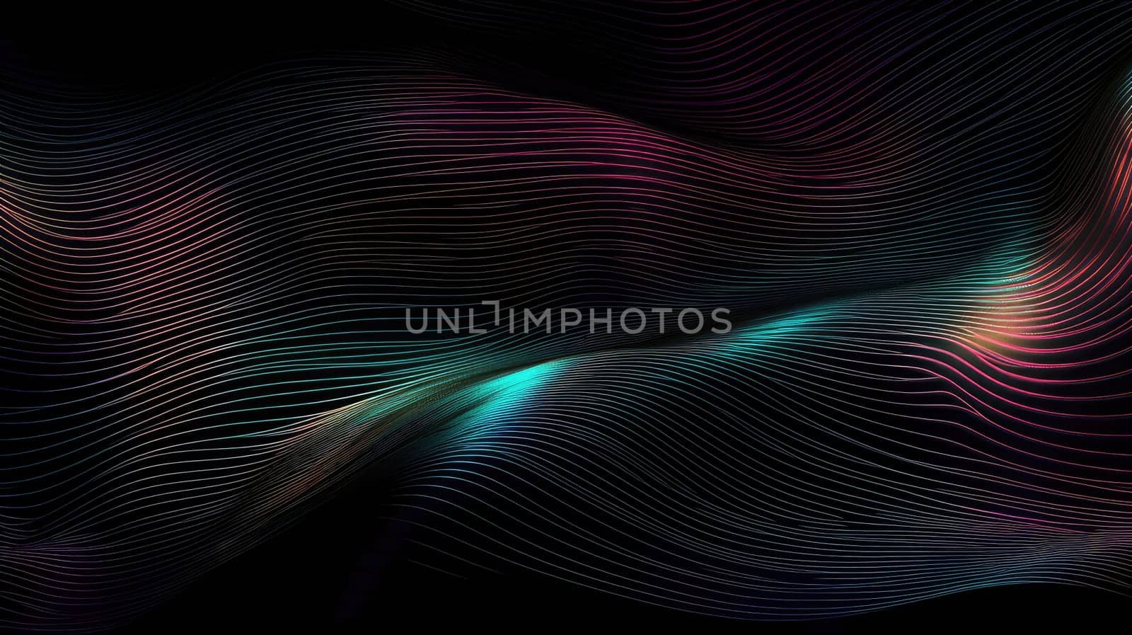 Holographic linear waves abstract background. Generative AI design
