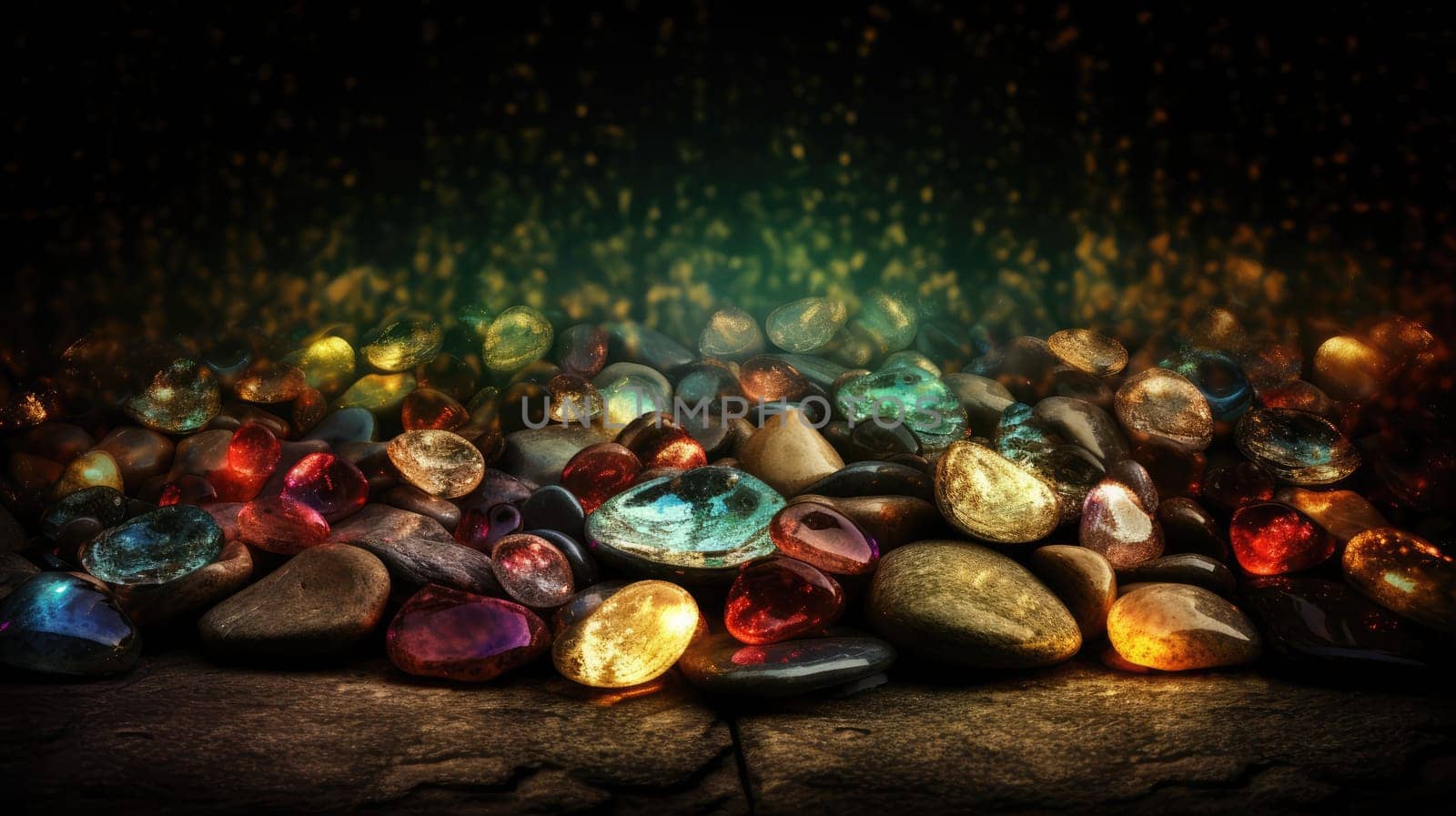 Vibrant luminous stones background. Generative AI drawing