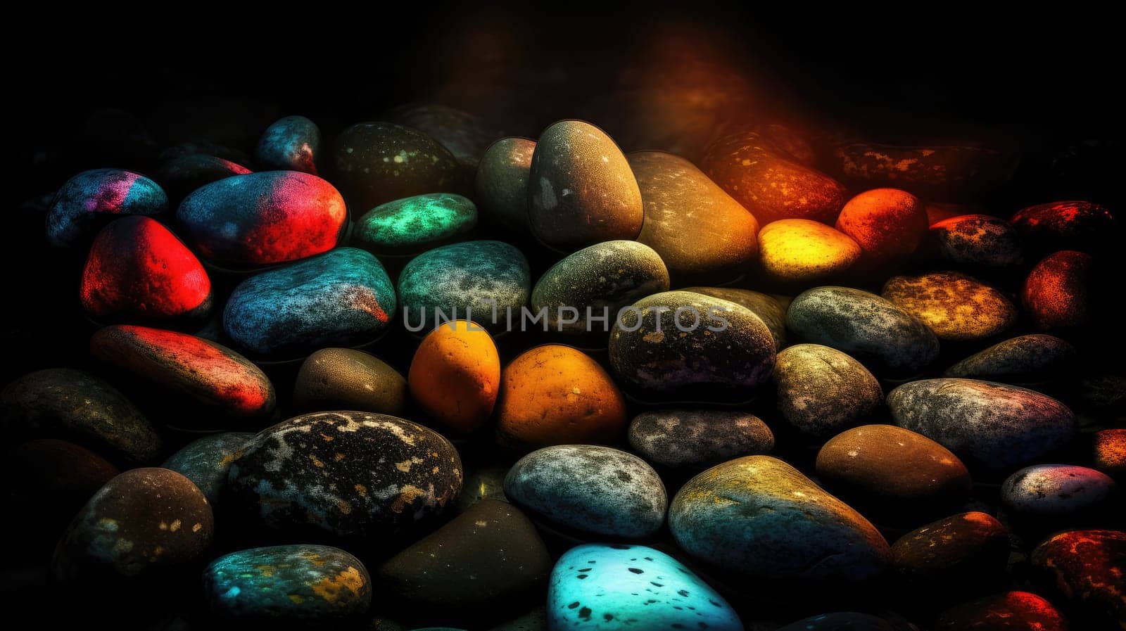 Vibrant luminous stones background. Generative AI drawing