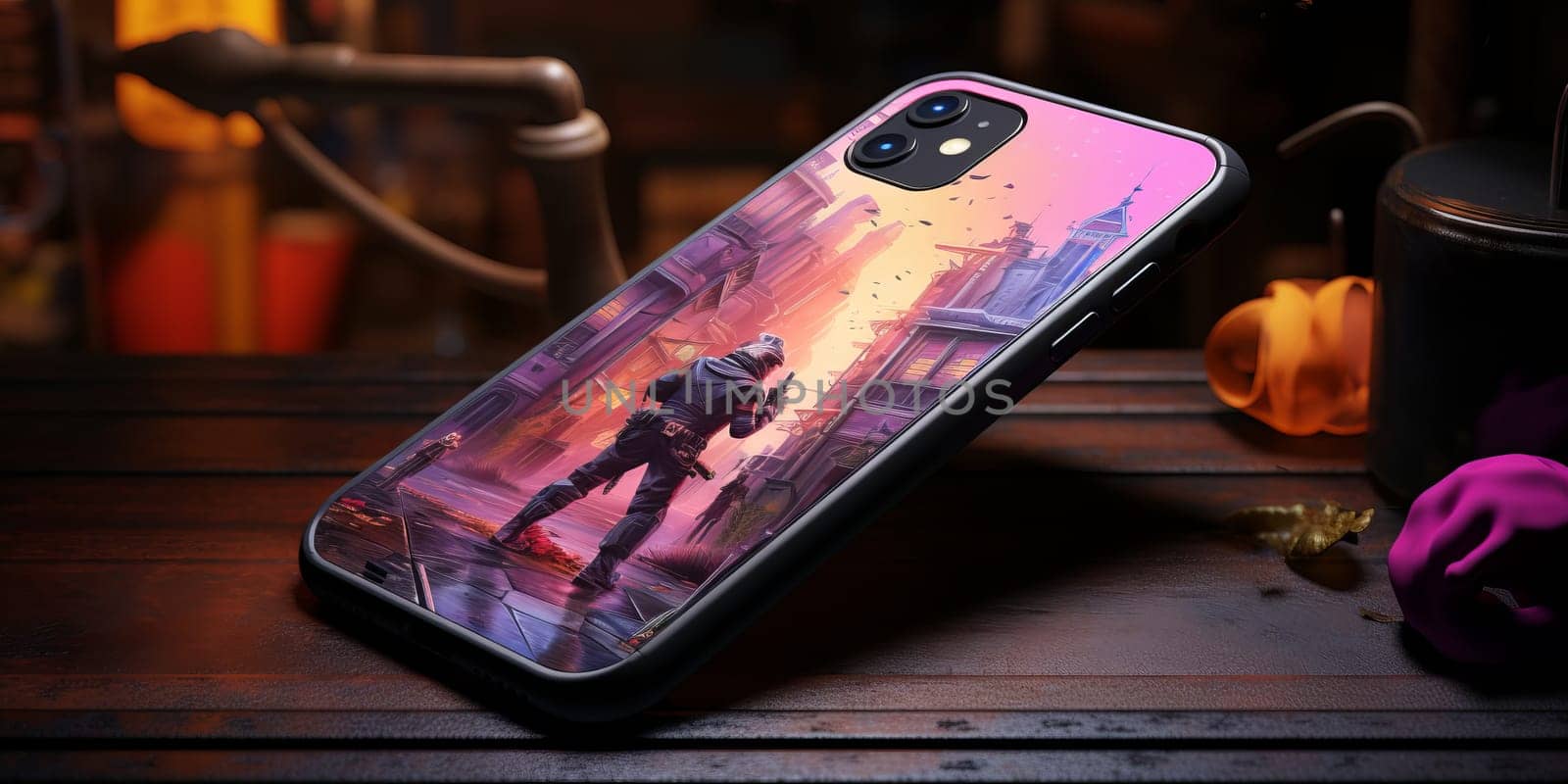 smartphone iPhone durable heavy duty case with Cyperpunk Theme.