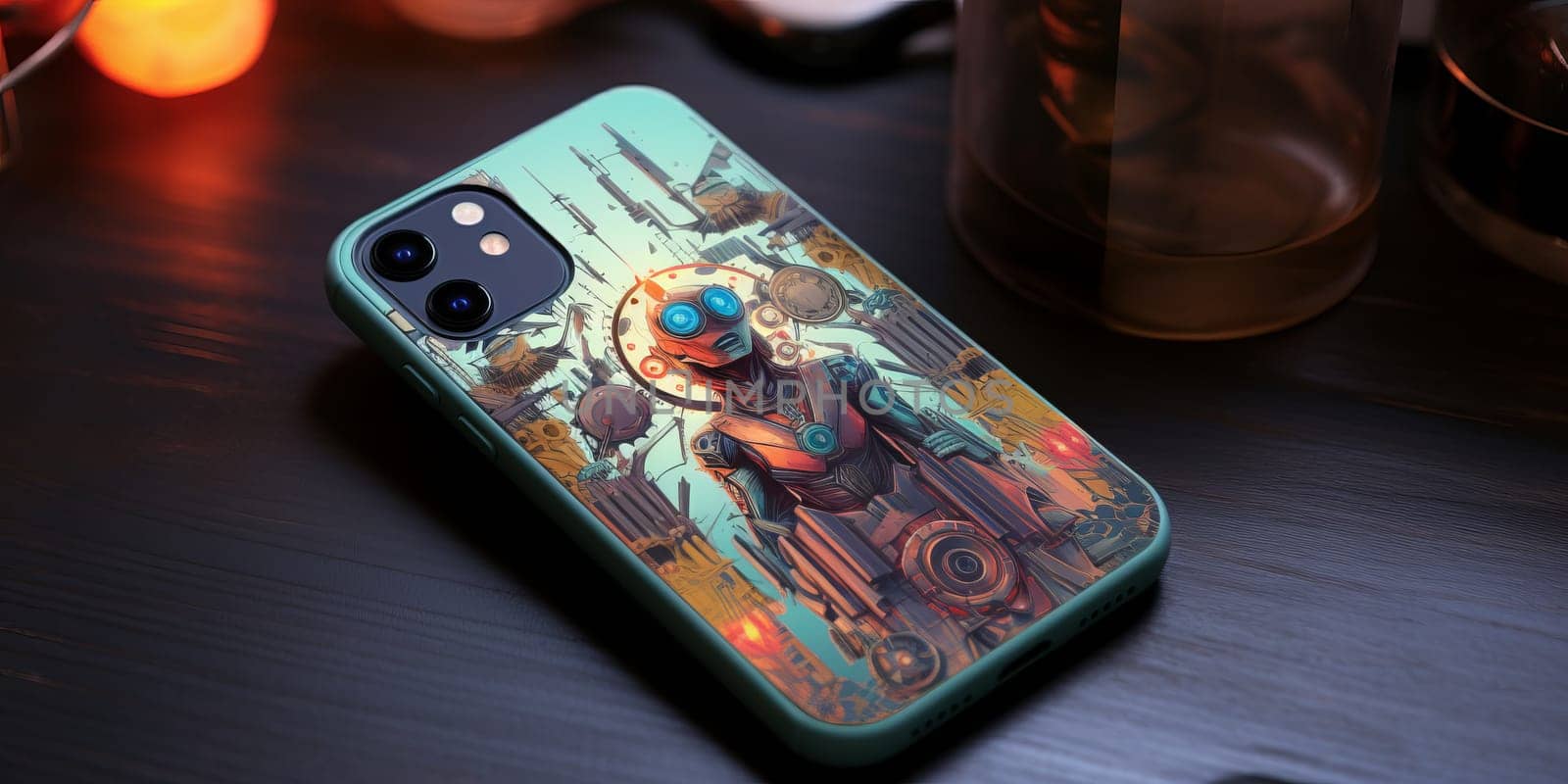 smartphone iPhone durable heavy duty case with Cyperpunk Theme.