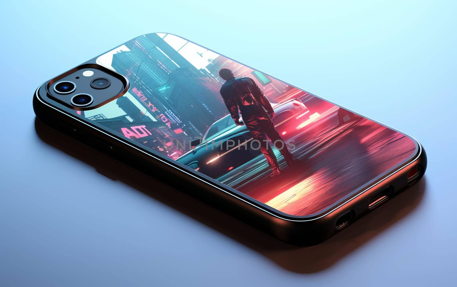smartphone iPhone durable heavy duty case with Cyperpunk Theme.