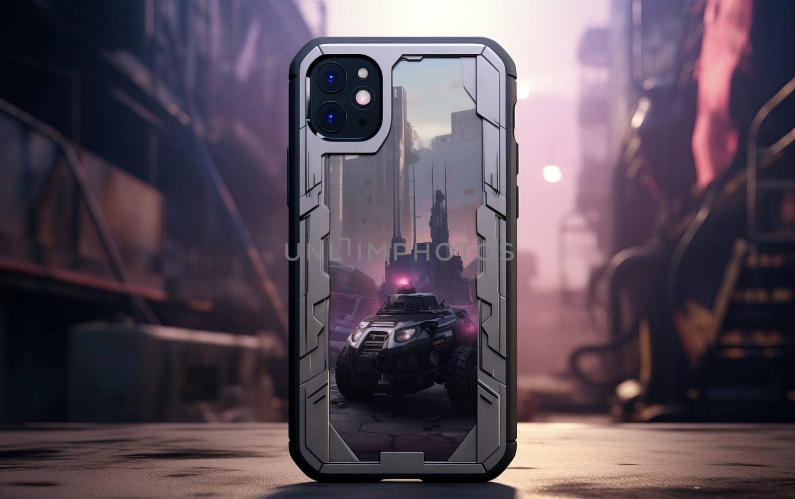 smartphone iPhone durable heavy duty case with Cyperpunk Theme.