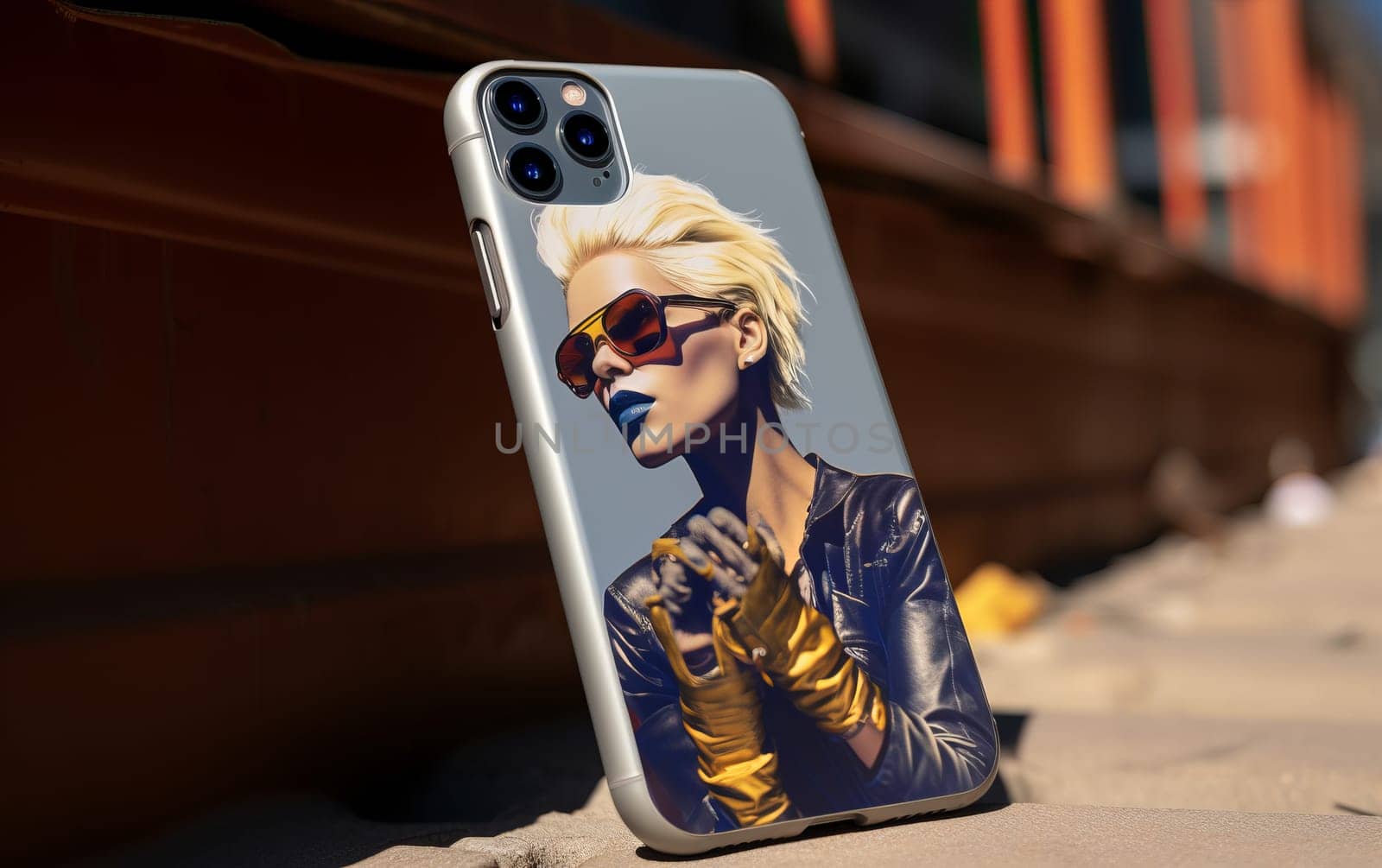 Modern smartphone iPhone durable heavy duty case with Cyperpunk Theme.