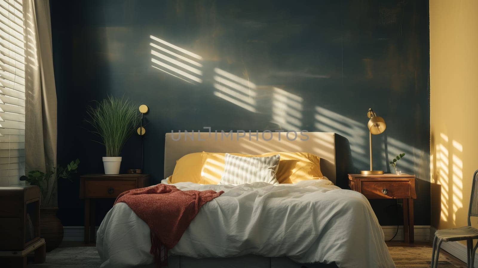 Cozy bedroom in early morning.