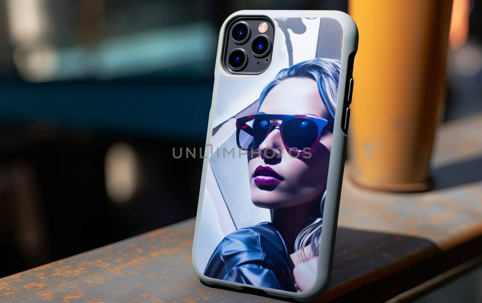 Modern smartphone iPhone durable heavy duty case with Cyperpunk Theme.