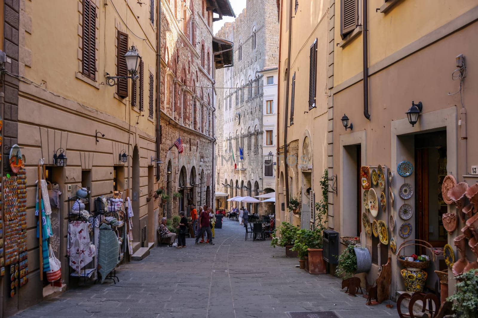 Massa Marittima, Italy - Sept 11, 2022: The old town  of Massa Marittima, also known as the Citta Slow, in Tuscany, Italy