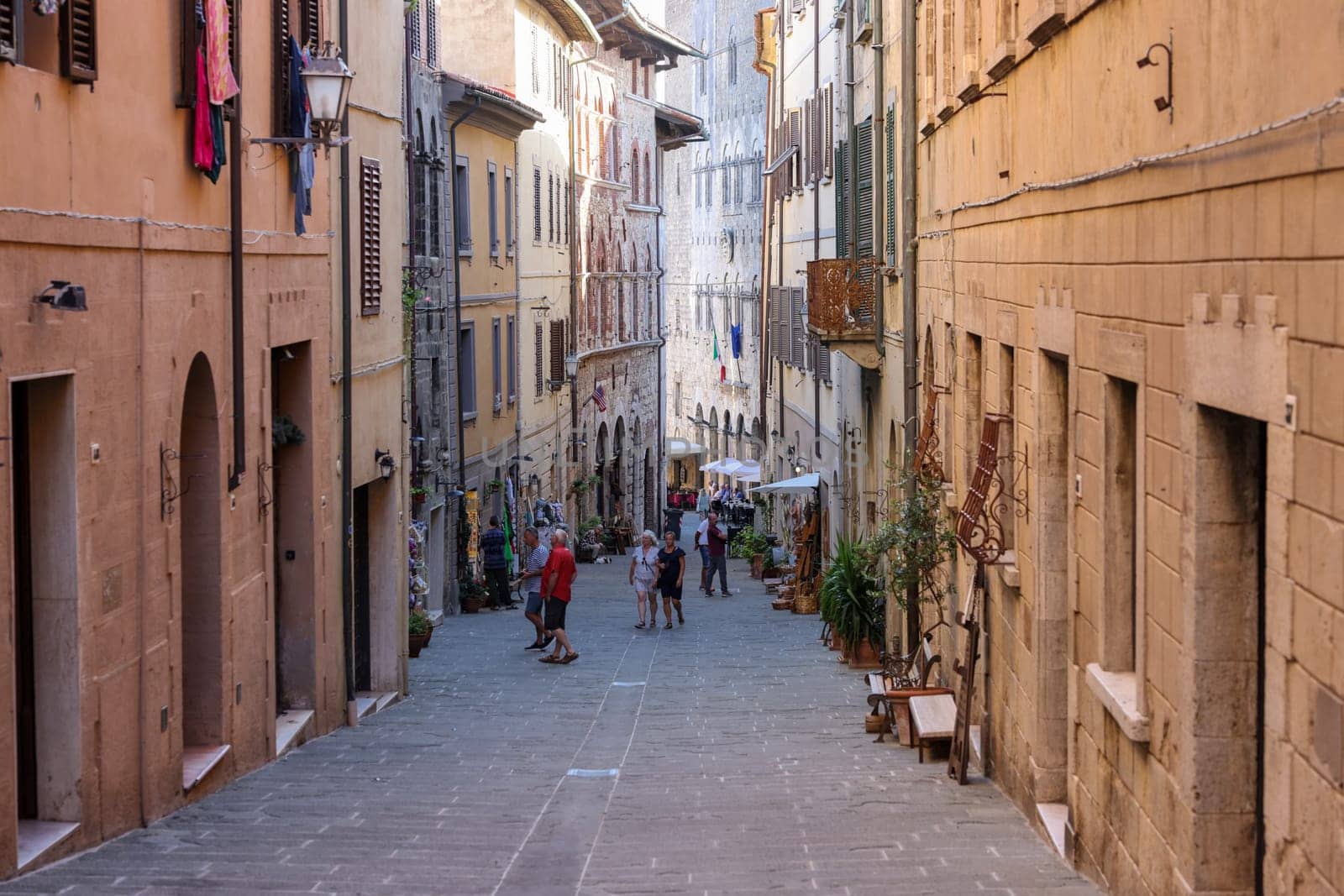 Massa Marittima, Italy - Sept 11, 2022: The old town  of Massa Marittima, also known as the Citta Slow, in Tuscany, Italy