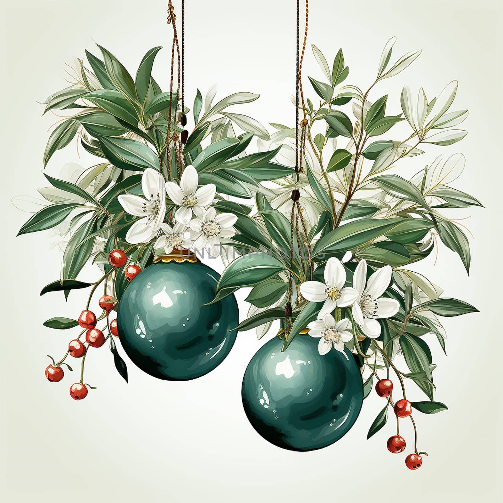Happy Holiday and Merry Christmas template stylish vintage design. design for Christmas greetings card colorful color. Typography and icon for Xmas background, banners or posters. Winter holidays design elements Copy space. Christmas ball,berries and branches. Space for text