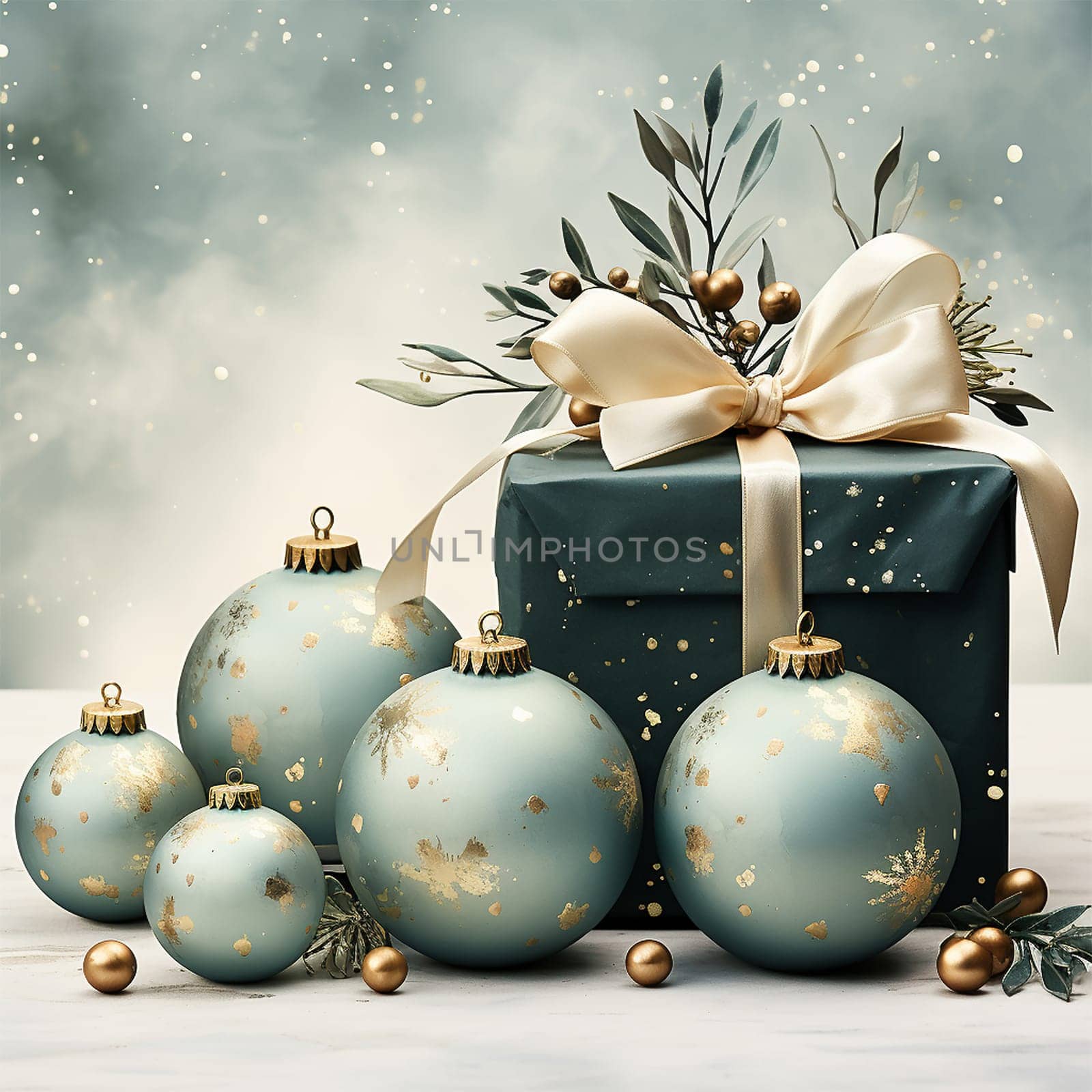 Merry Christmas and Happy New Year. Background Xmas design realistic gifts box, festive decorative objects. flat lay top view. Vintage Christmas poster, holiday banner, flyer, stylish brochure, greeting card Copy space Space for text