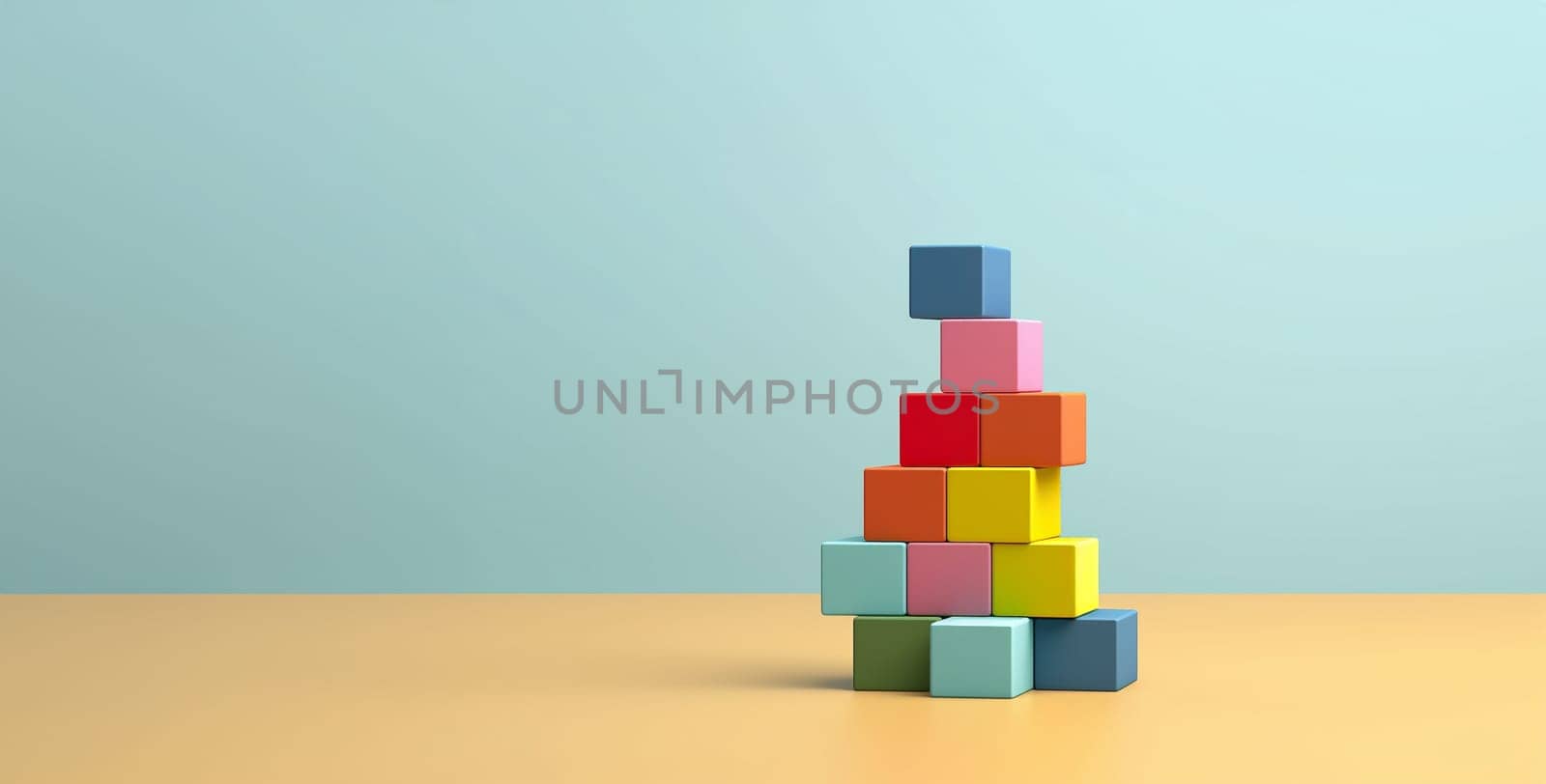 Teamwork,building success concept. Colorful Block tower. Set building infographic. tower crane and building color block. Infographic template building business. Illustration in modern colors. Copy space