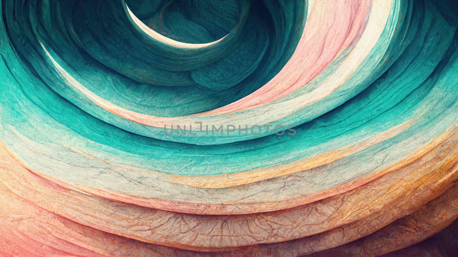 Abstract Ocean Reflection: Pastel Tones, Green Waves, and Calm Energy. artificial art
