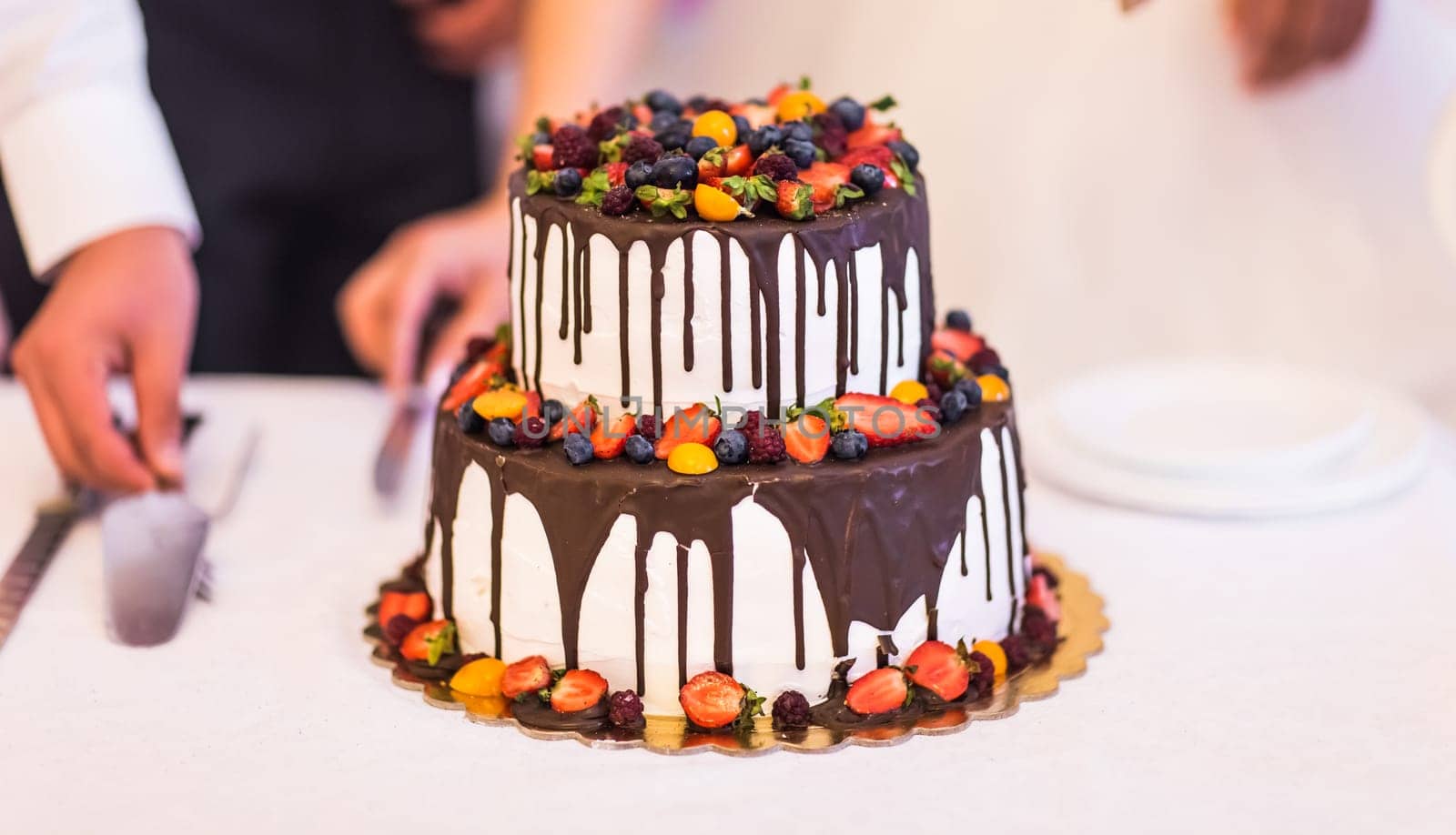 Chocolate Tasty Wedding Cake at Wedding reception