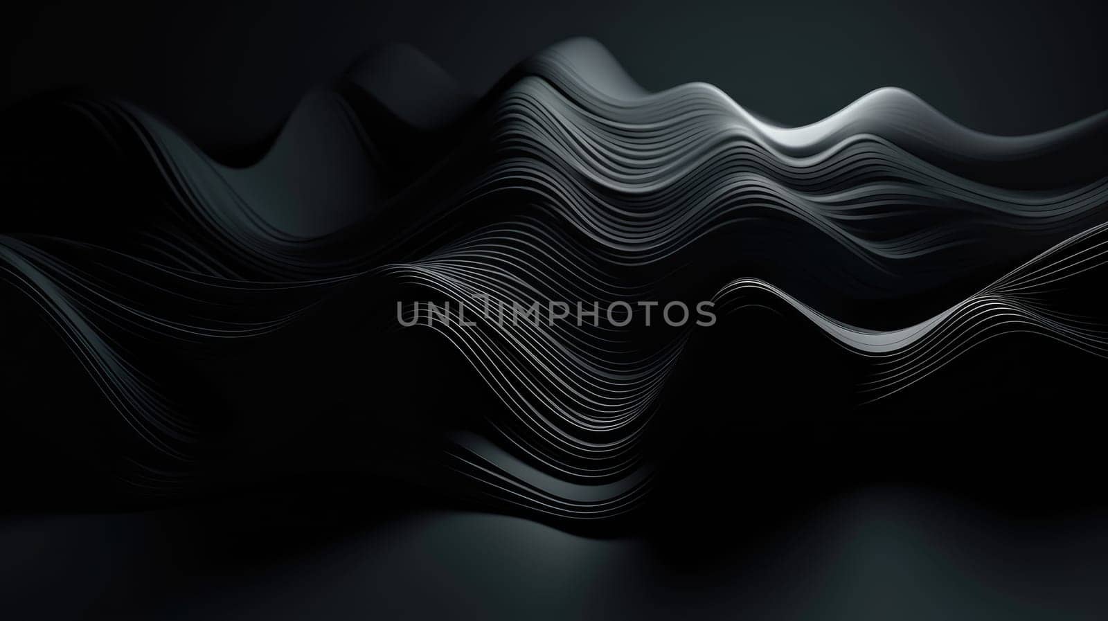 Black minimal waves abstract background. Generative AI design