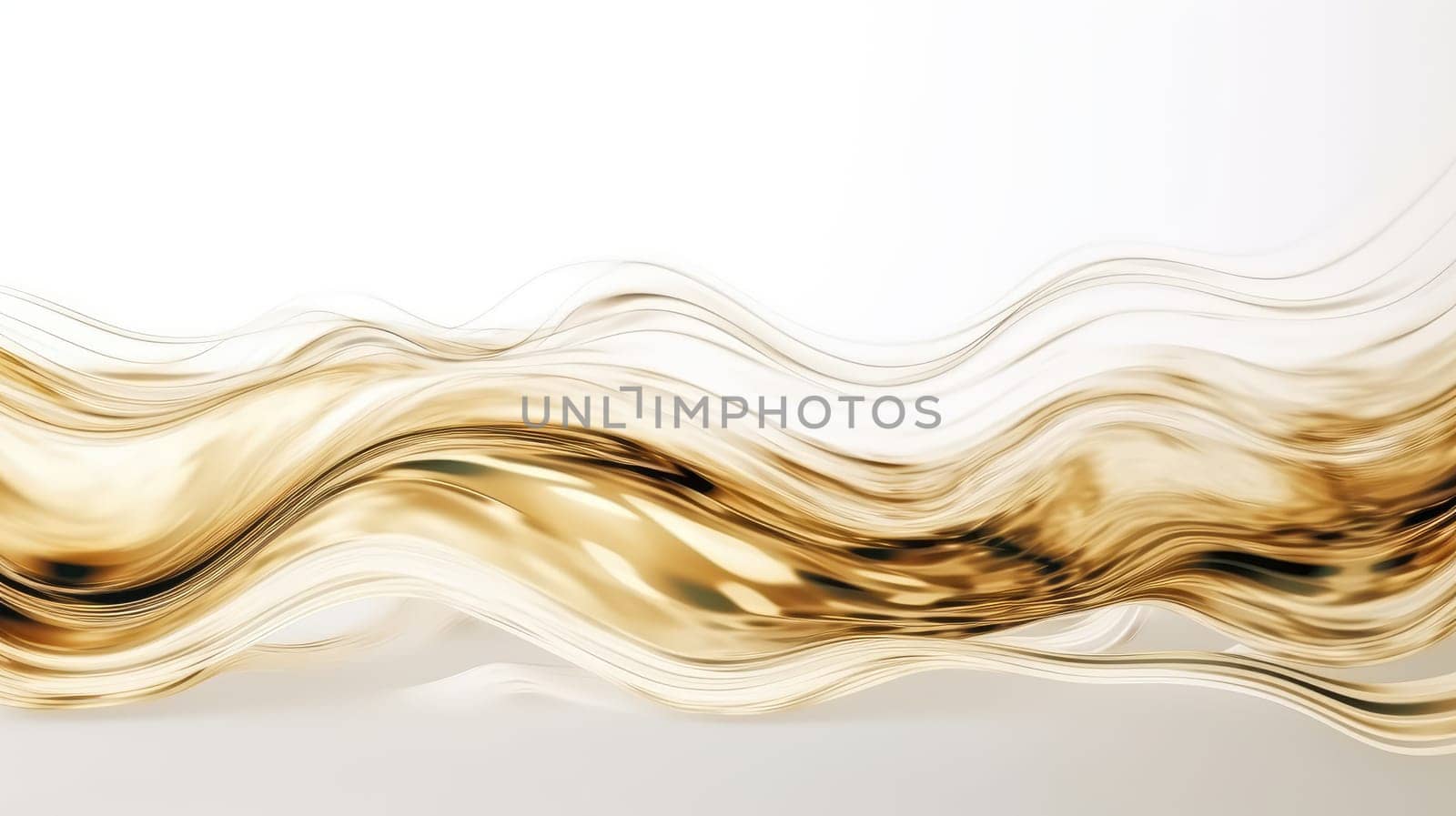 Abstract white golden liquid wavy background. Generative AI design