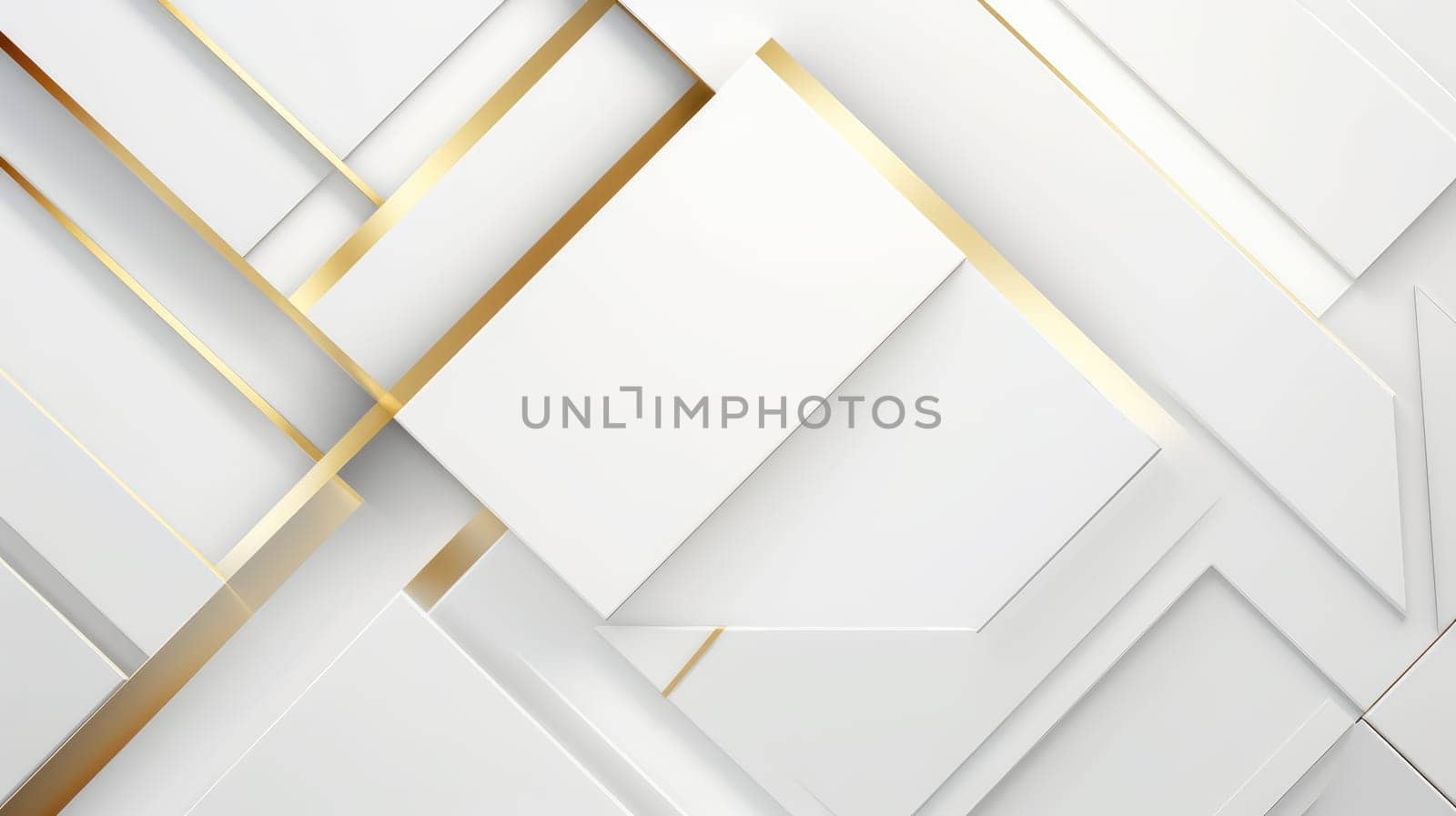 White and golden geometric abstract background. Generative AI design