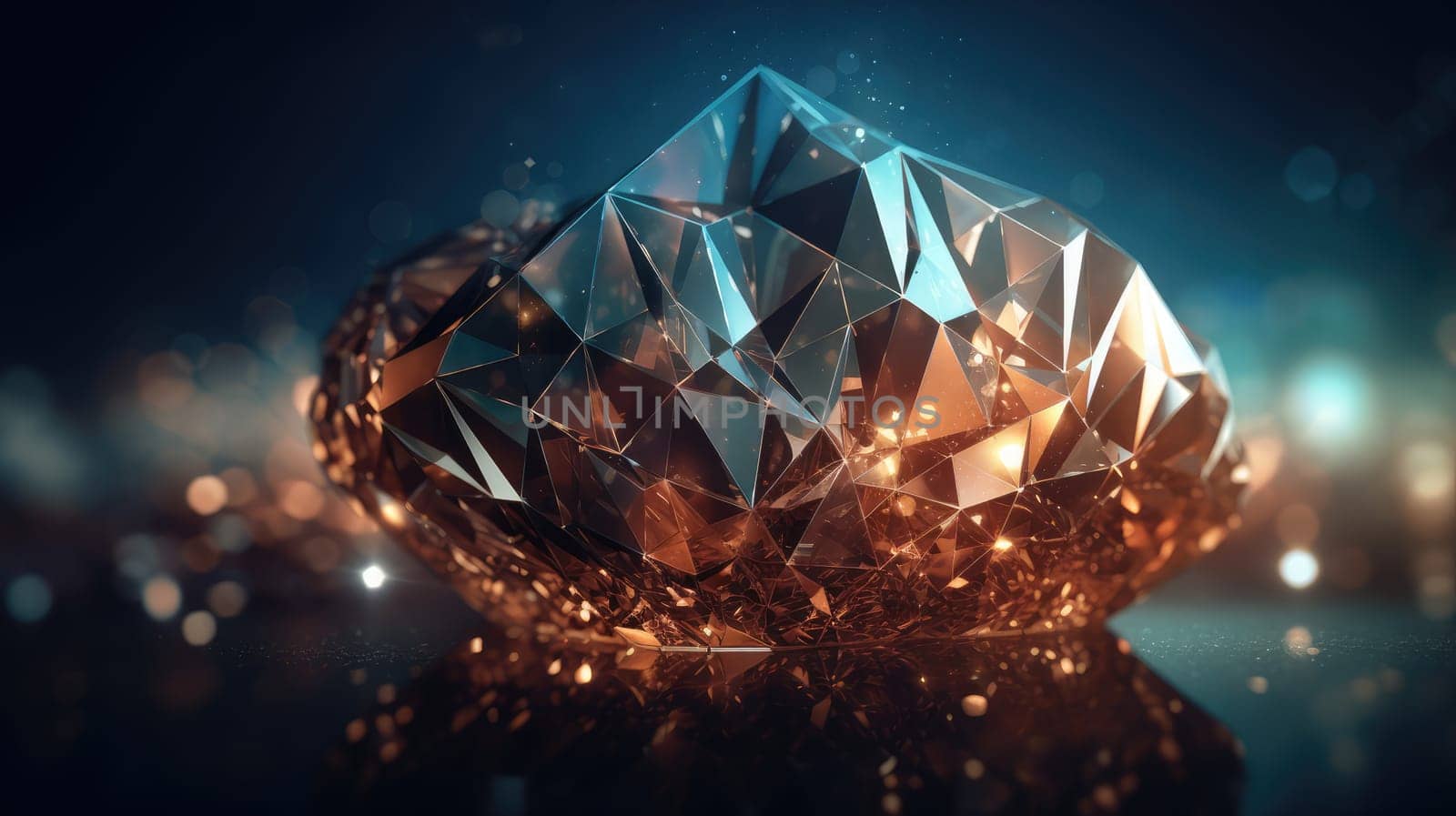 Shiny sparkling low poly hi-tech crystal abstract background. Generative AI design