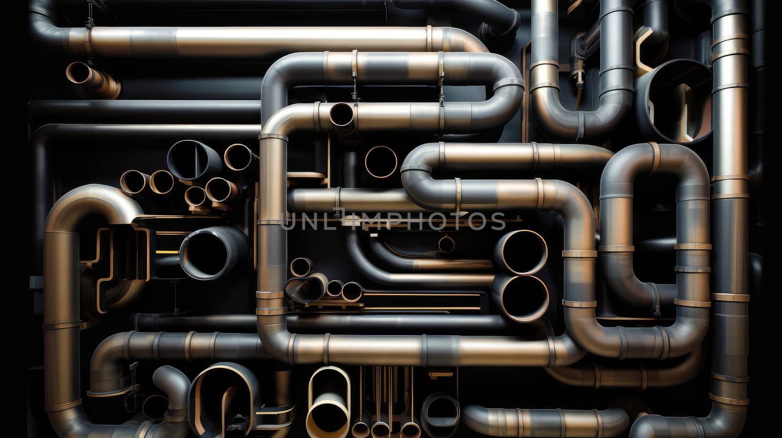 Interlacing of engineering pipes. Generative AI design