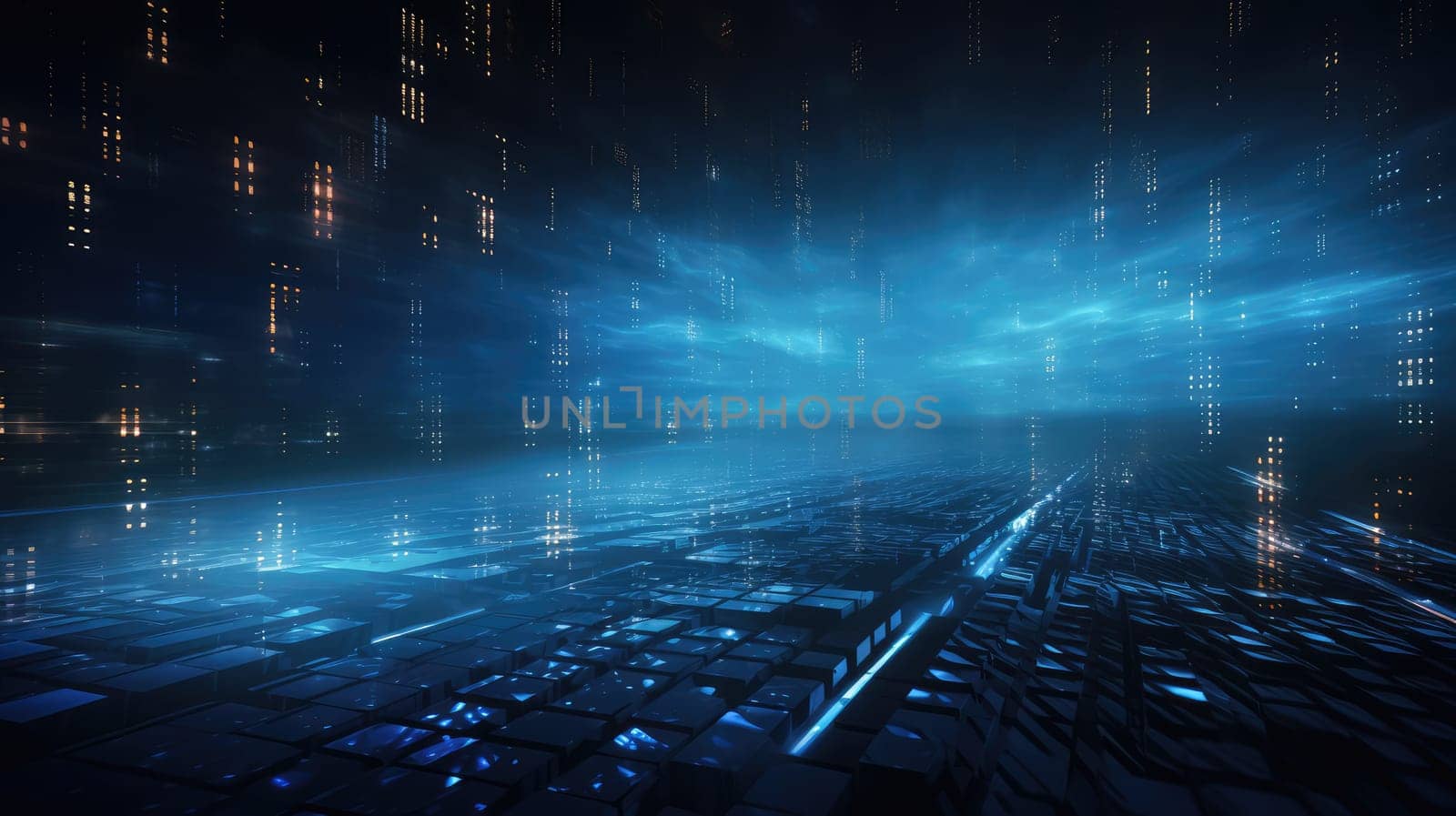 Glowing futuristic hi-tech sci-fi abstract background. Generative AI design