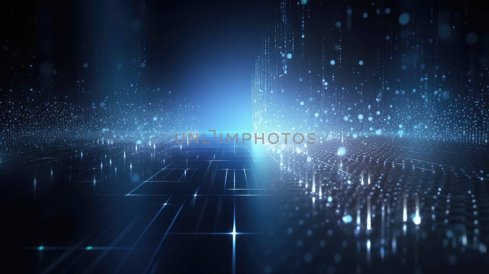 Glowing futuristic hi-tech sci-fi abstract background. Generative AI design