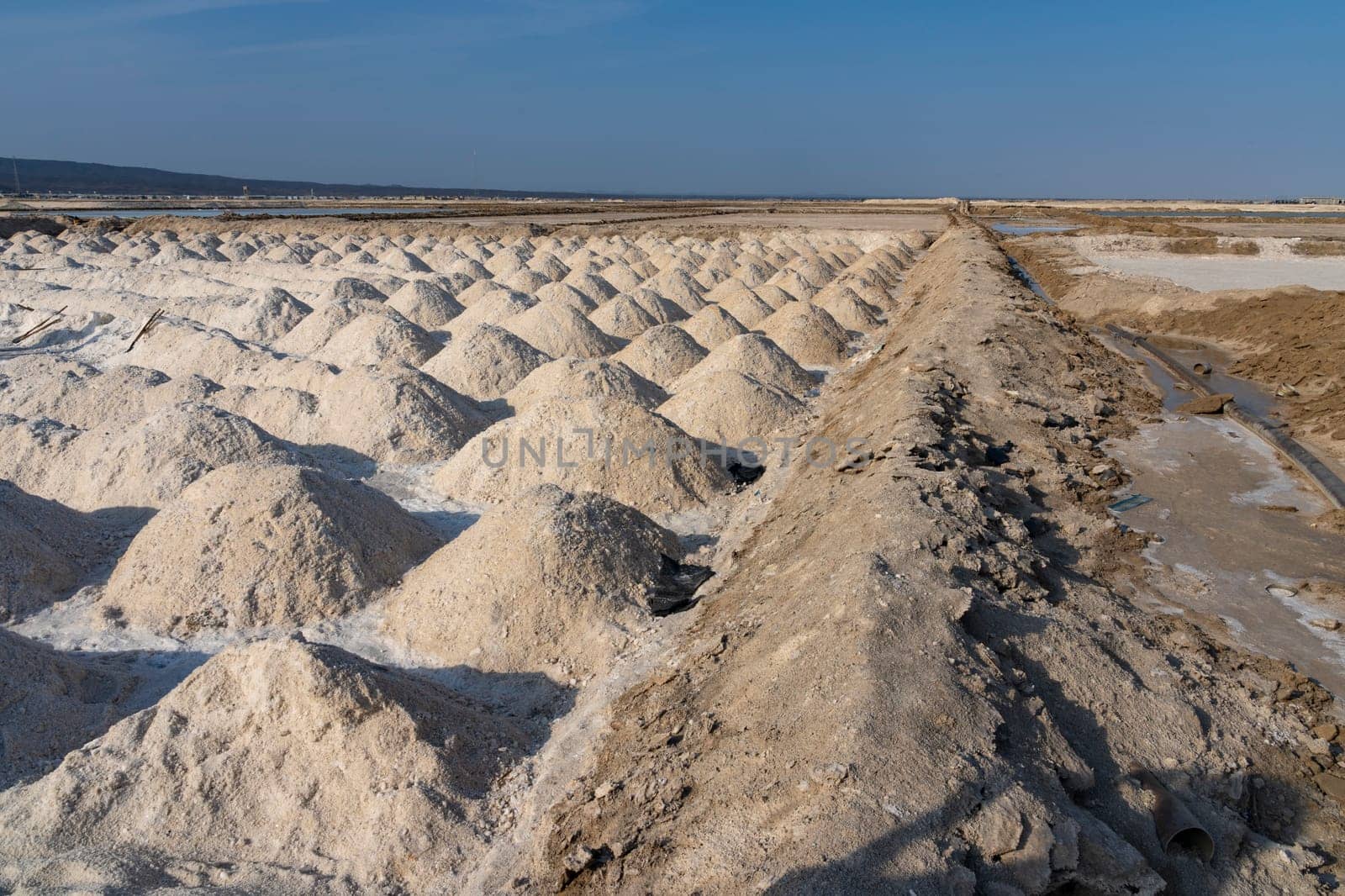 Salt flats near Afera Lake in the Danakil Depression in Ethiopia in Africa.