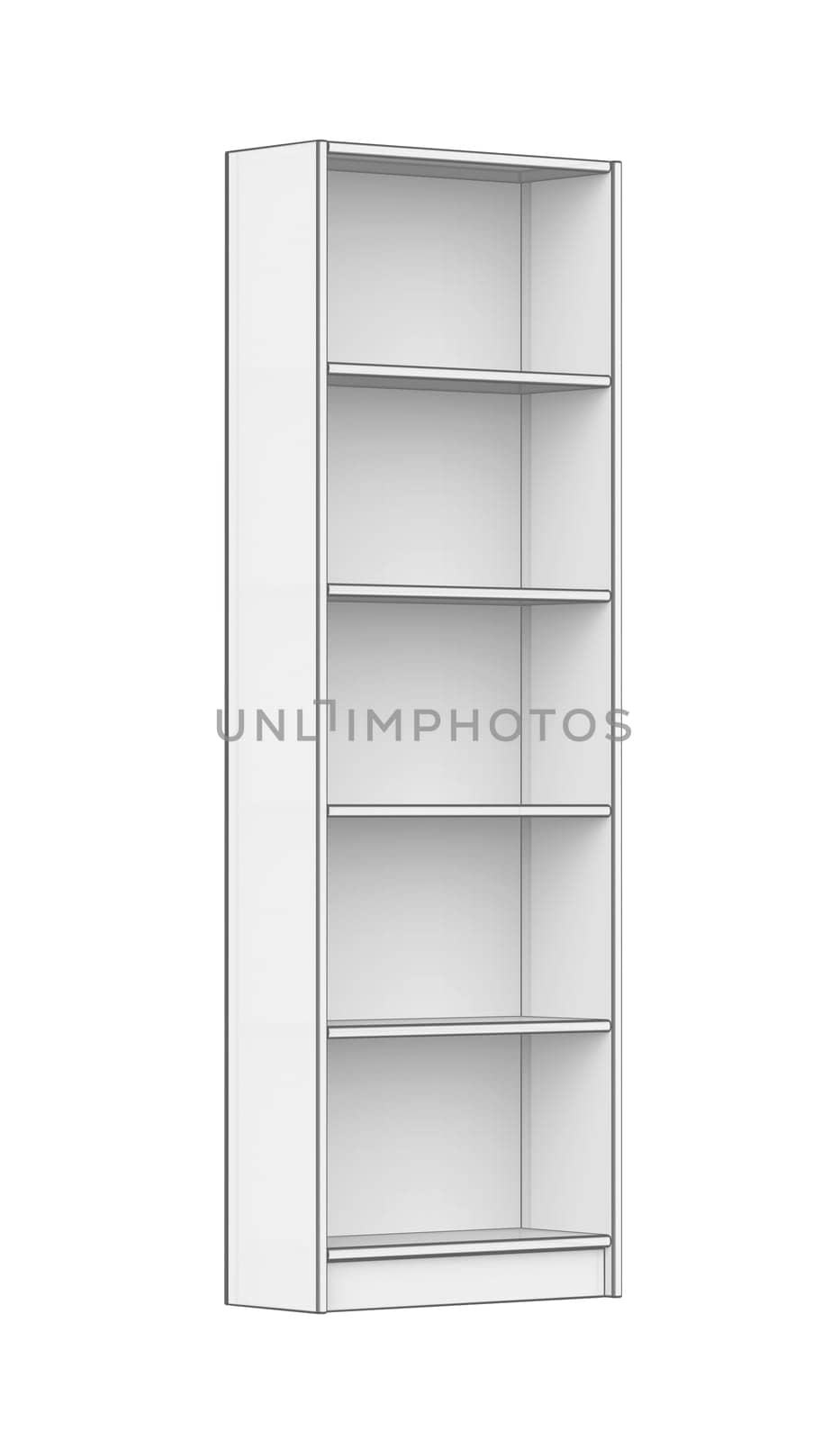 Sketch of empty white bookcase