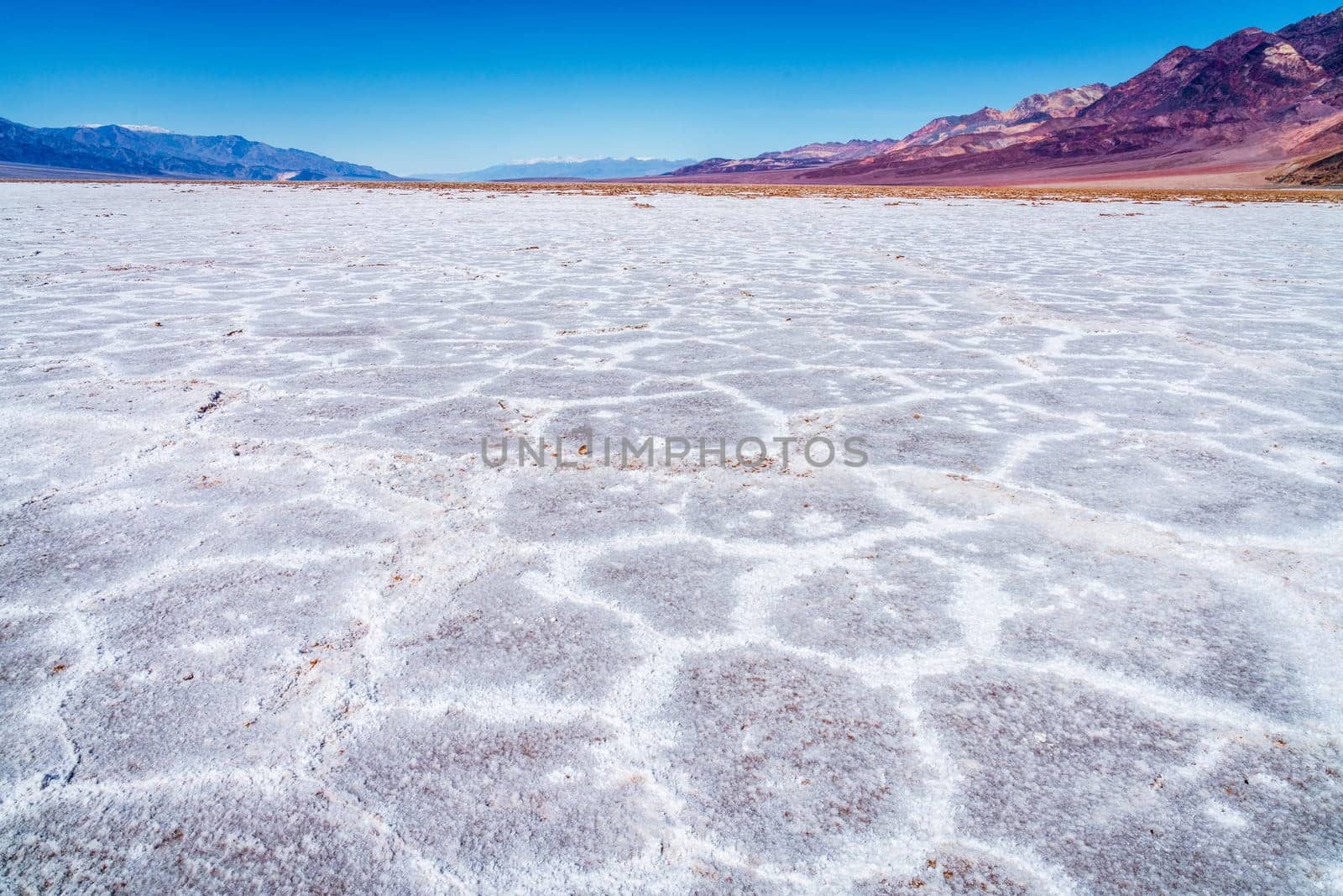 Salt deposits in Badwater Basin in Death Valley National Park in California