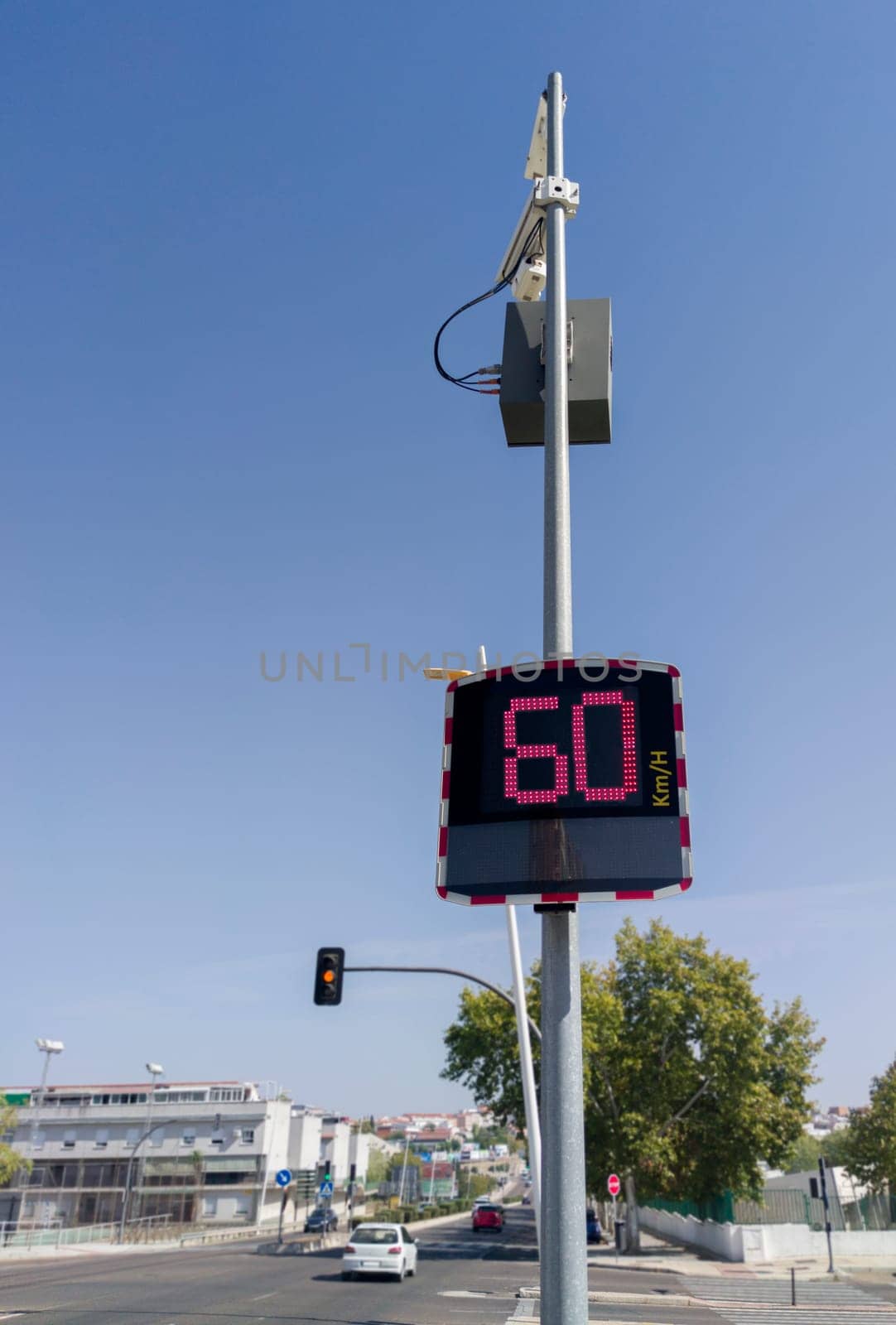 Radar speed sign warning of excessive speed. Last reading taken 60 km/h