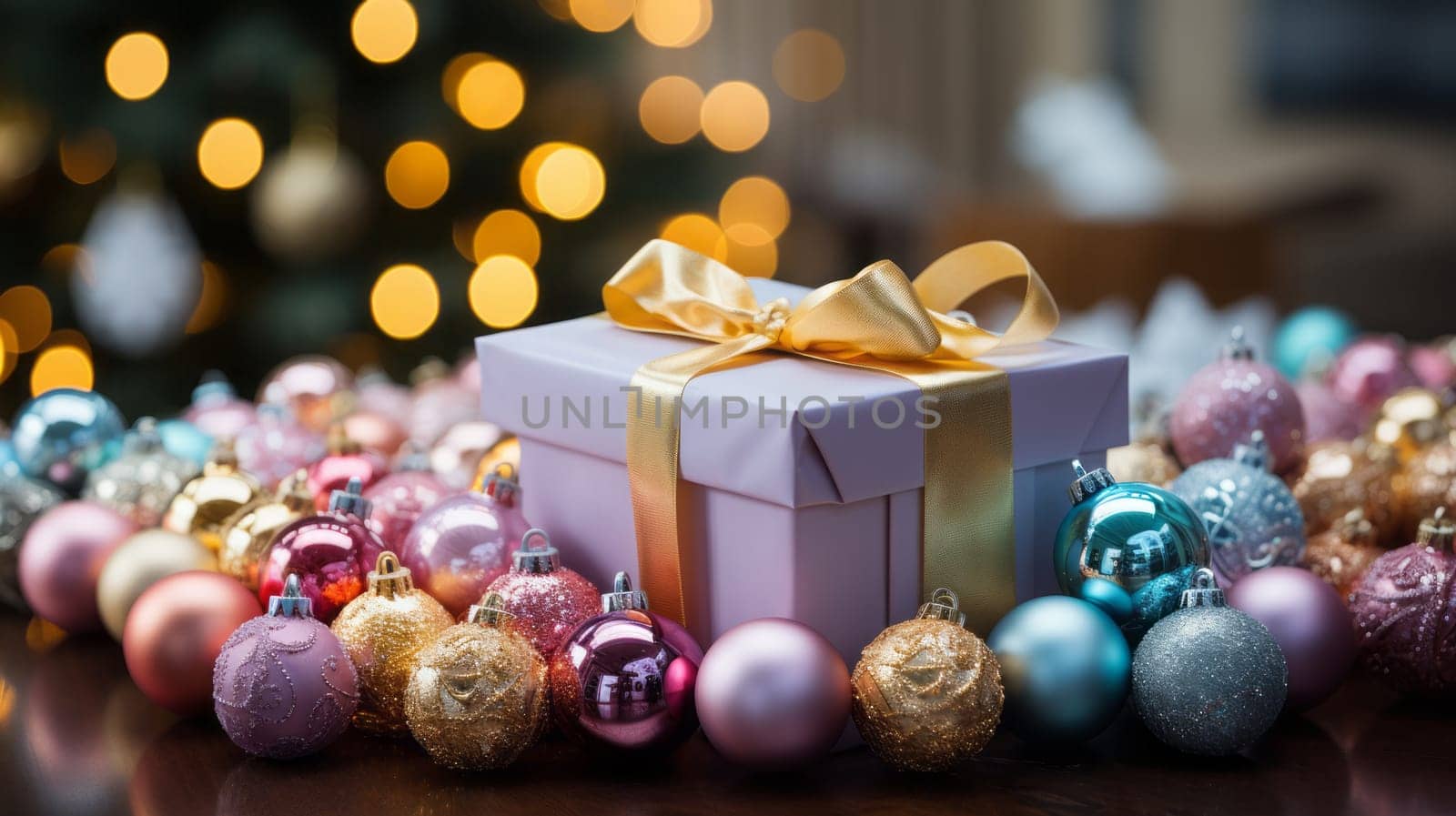 Christmas gift decoration. Holiday season and Christmas celebration