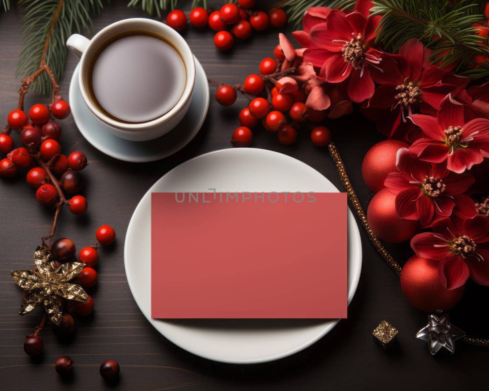 Blank notepad with customizable space for text. Holiday season and Christmas celebration.