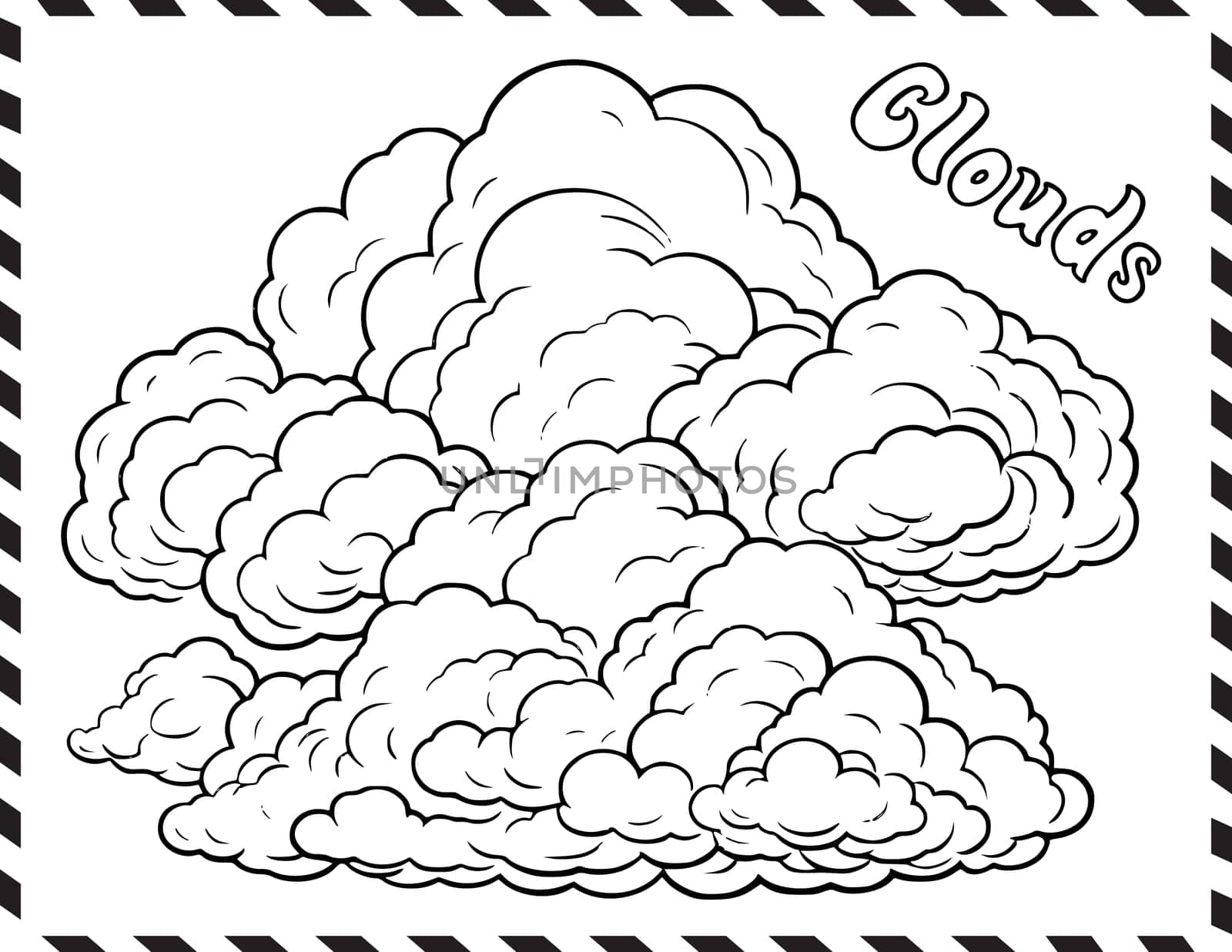 Clouds Coloring Page Drawing For Kids