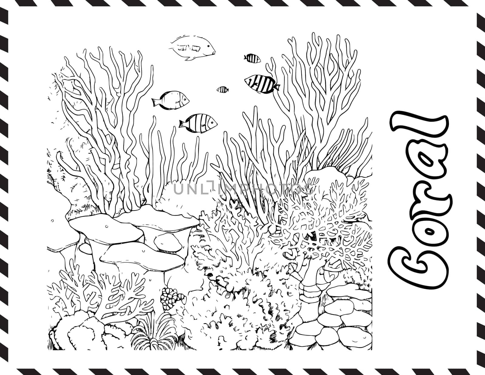 Coral Reef Coloring Page Drawing For Kids