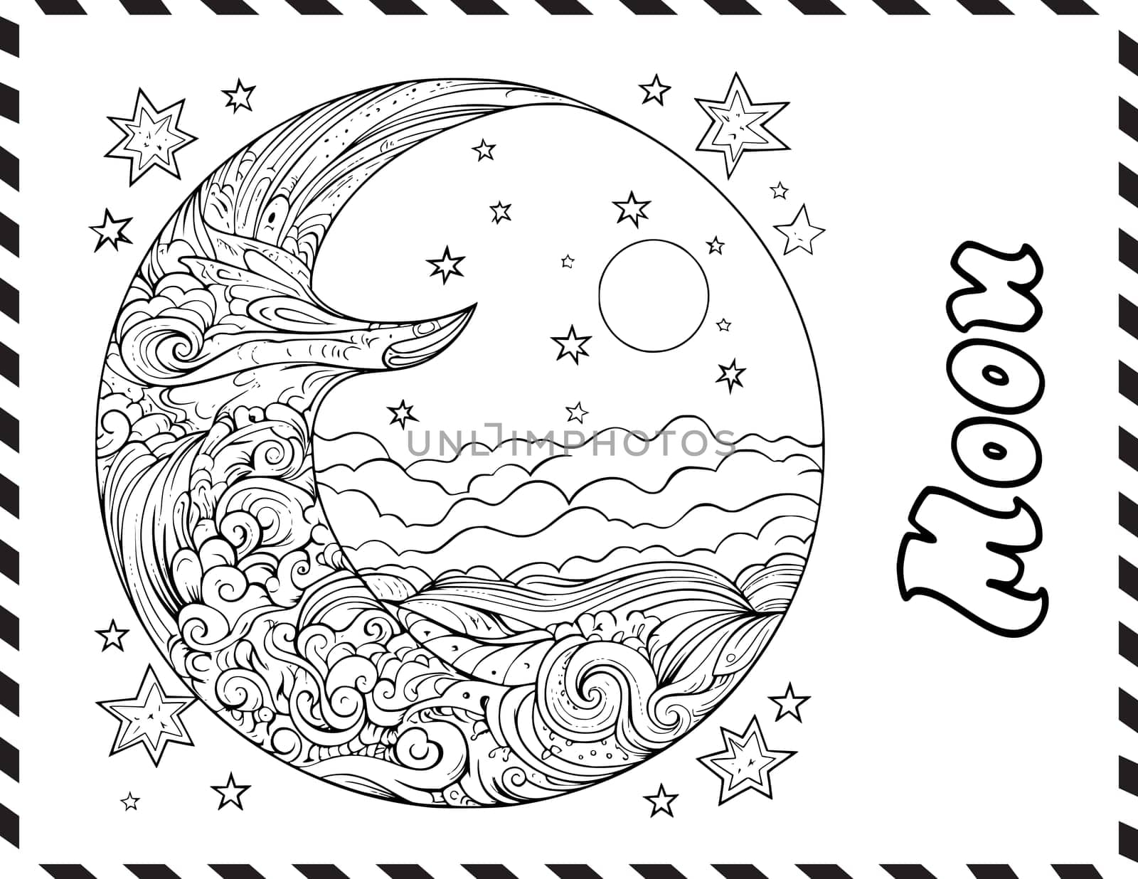 Crescent Moon Coloring Pages for Kids